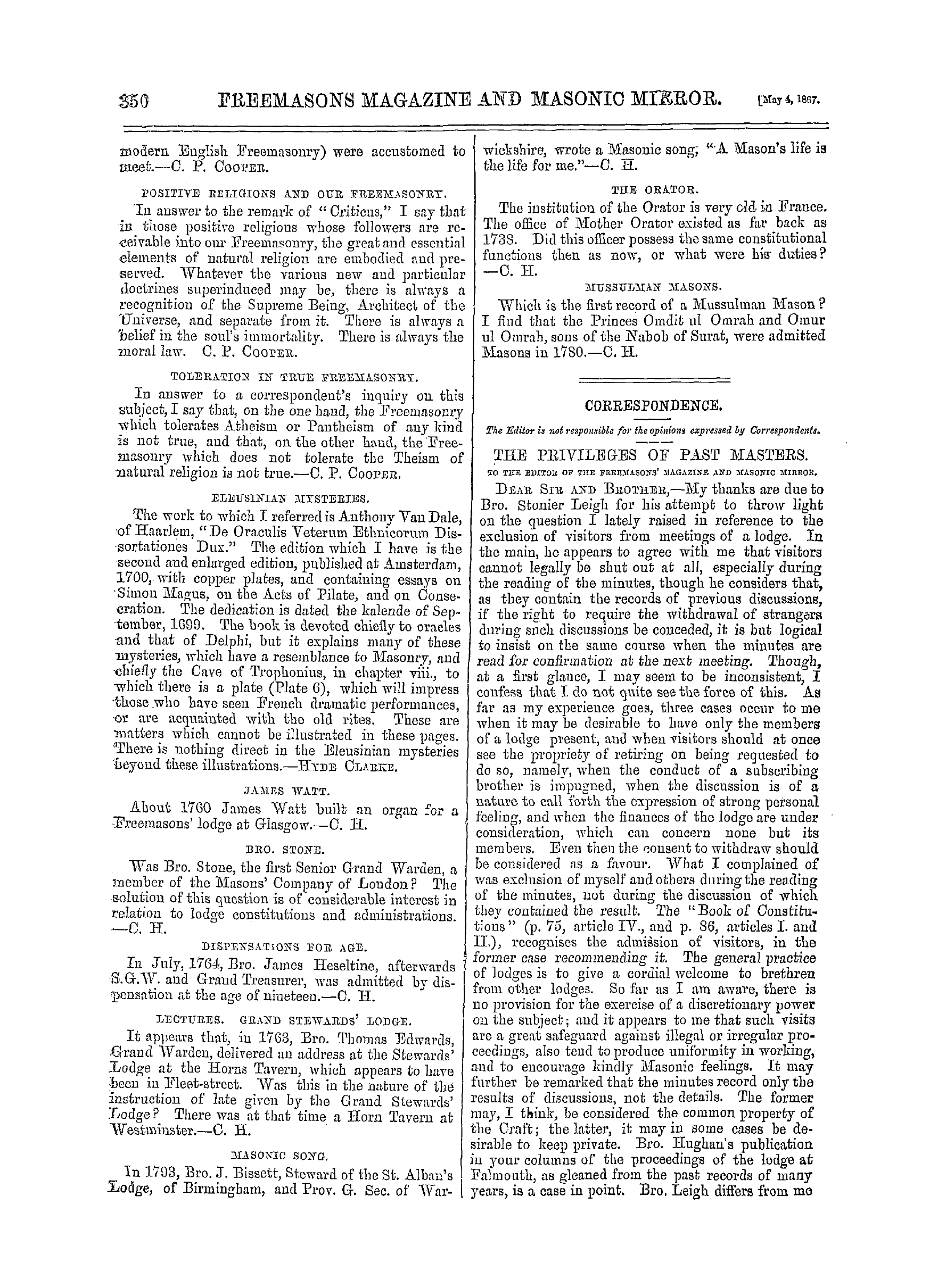 The Freemasons' Monthly Magazine: 1867-05-04: 10