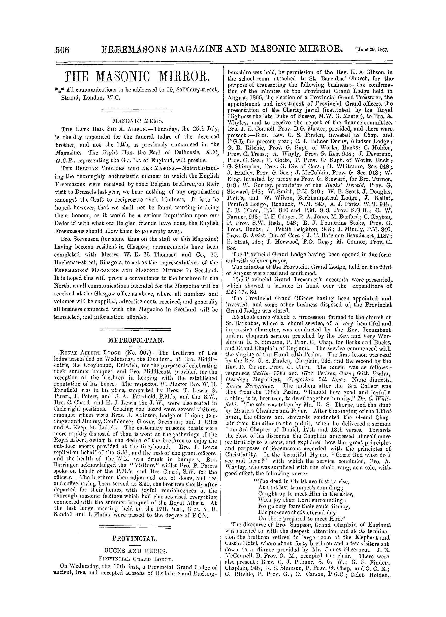 The Freemasons' Monthly Magazine: 1867-06-29: 6