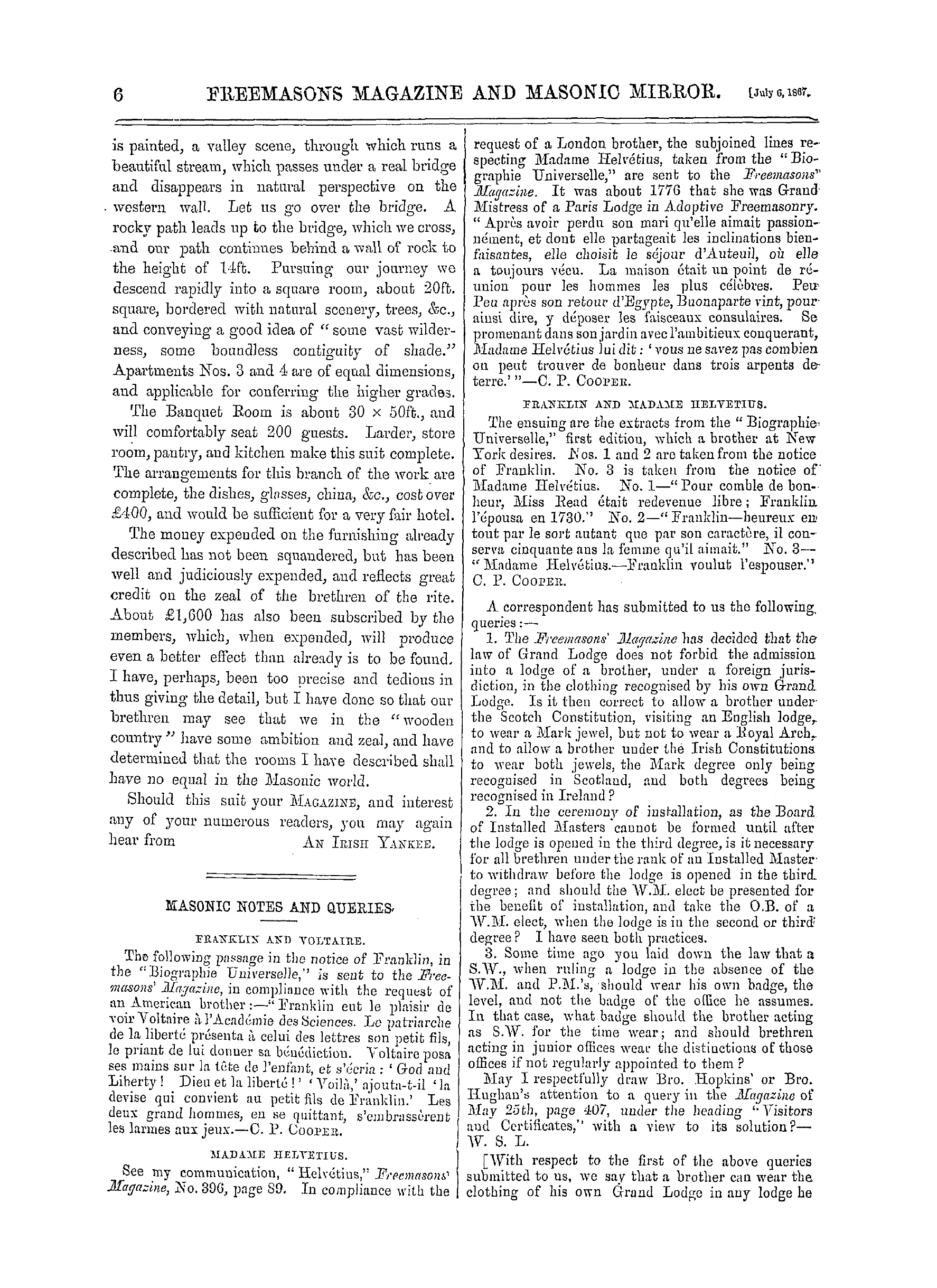 The Freemasons' Monthly Magazine: 1867-07-06 - Visit To Cincinnati, Ohio.