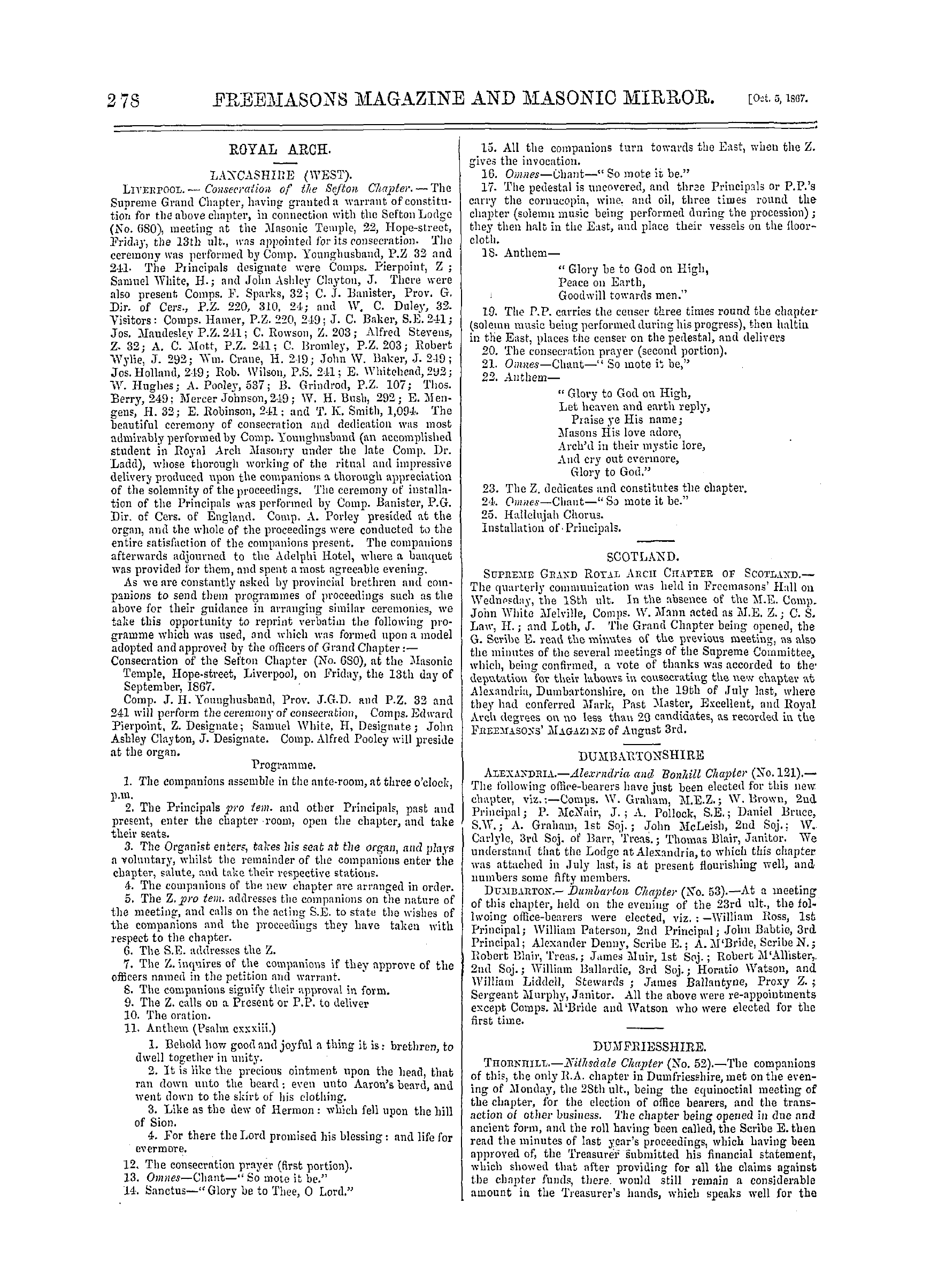 The Freemasons' Monthly Magazine: 1867-10-05 - Canada.
