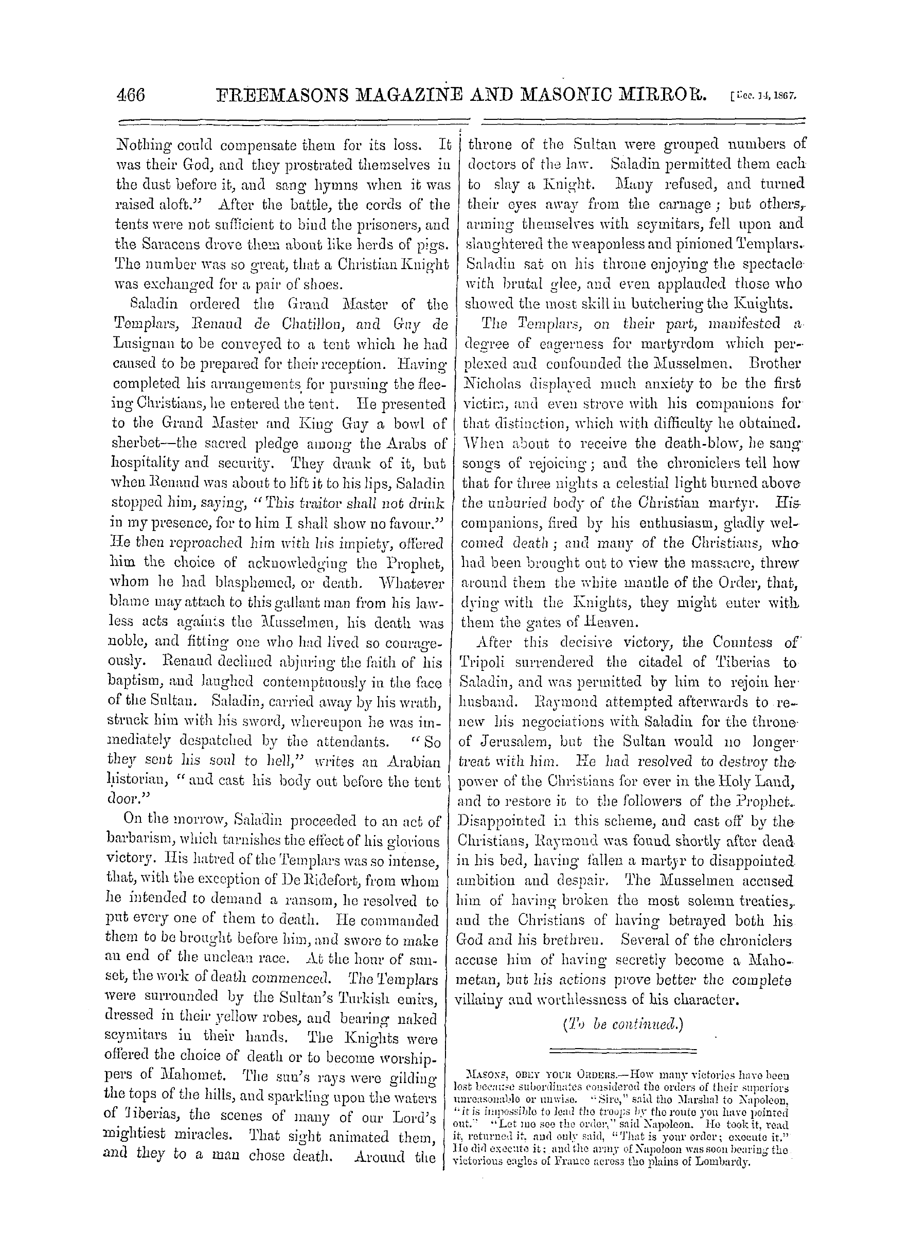 The Freemasons' Monthly Magazine: 1867-12-14: 6