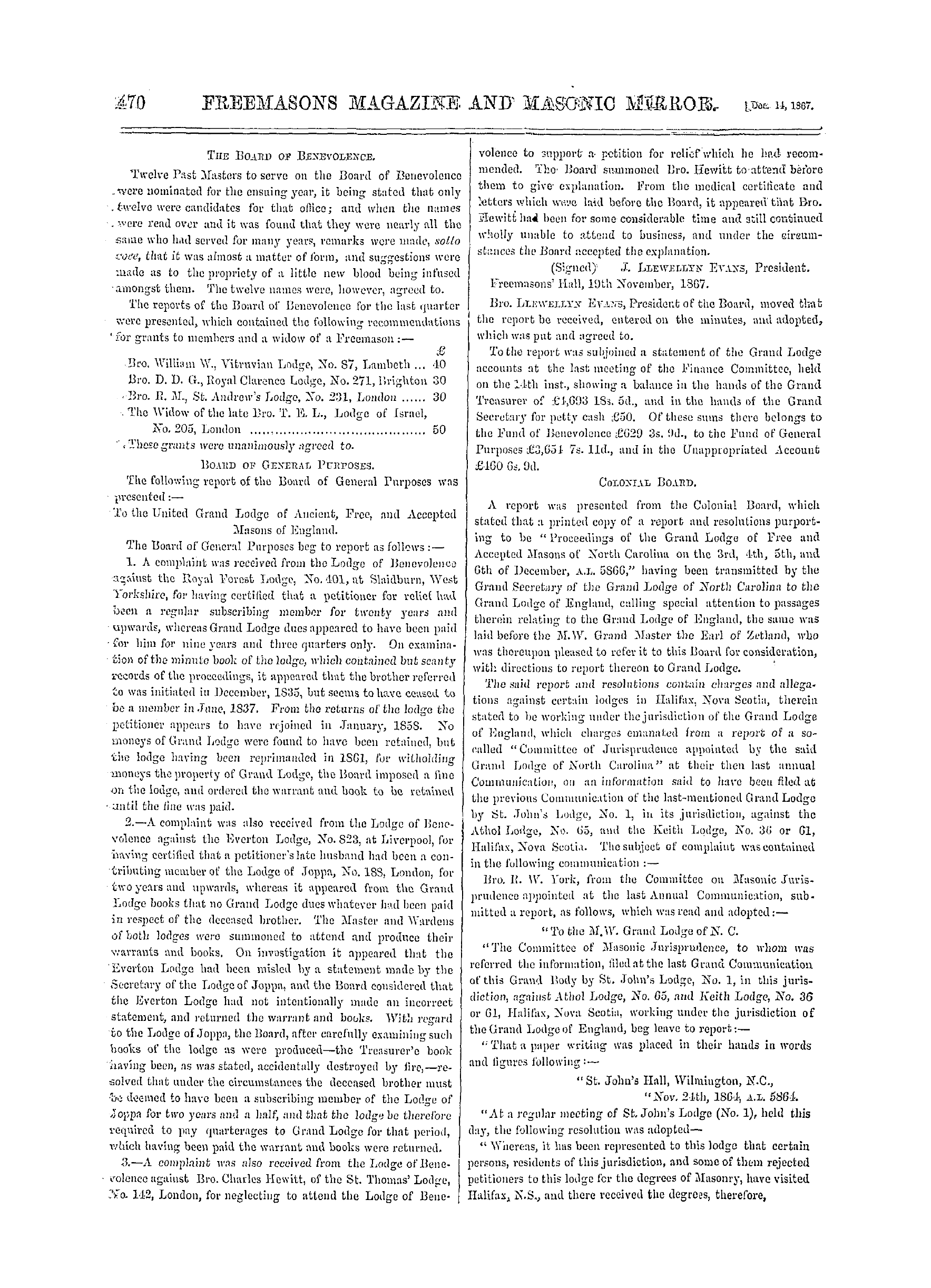The Freemasons' Monthly Magazine: 1867-12-14: 10