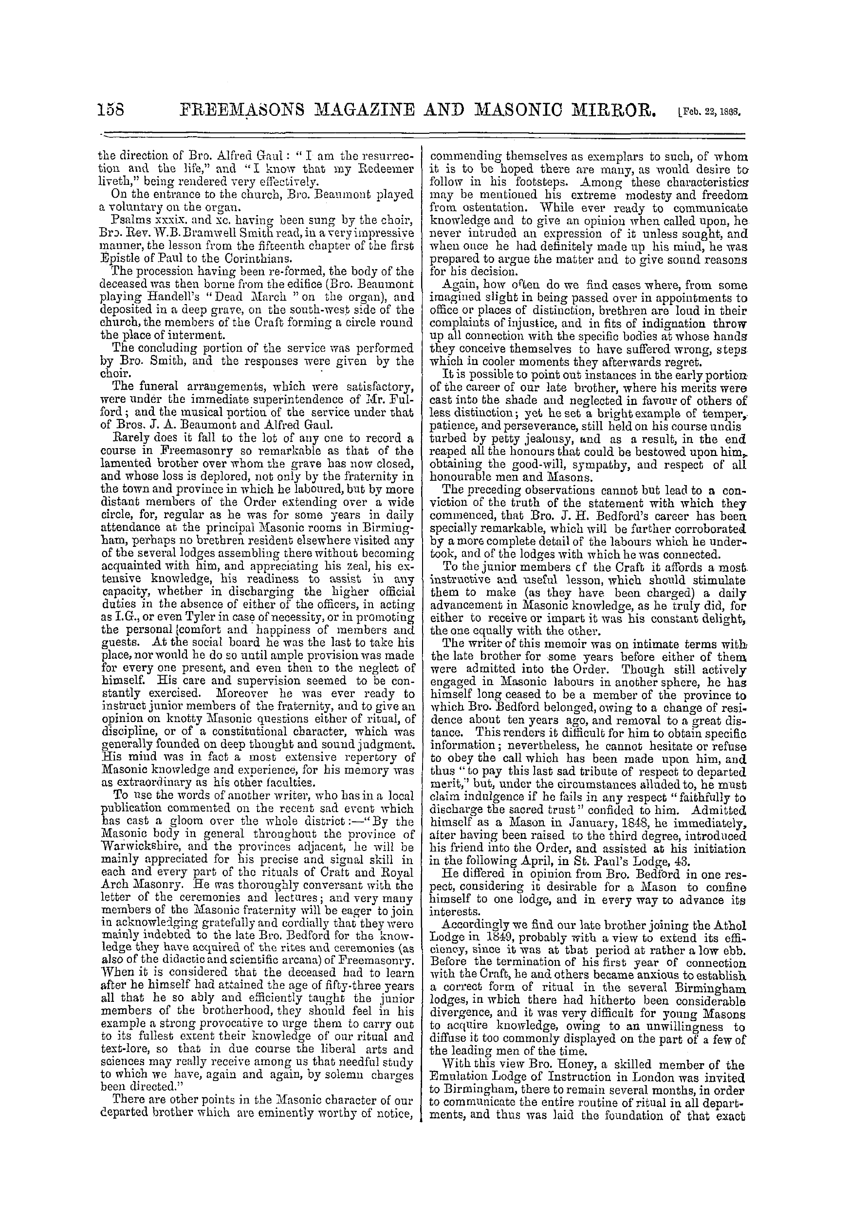 The Freemasons' Monthly Magazine: 1868-02-22: 18