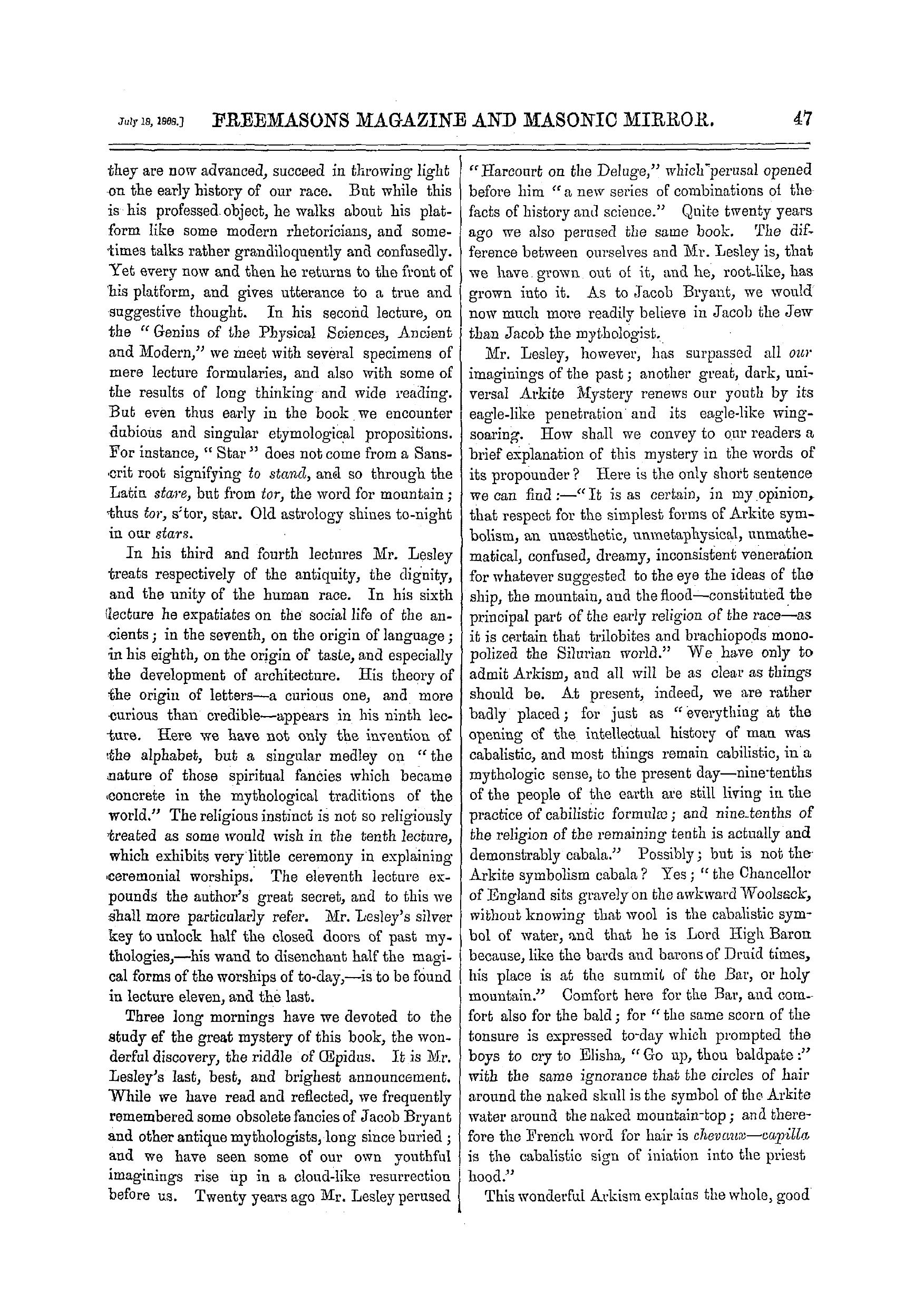 The Freemasons' Monthly Magazine: 1868-07-18 - Arkism.