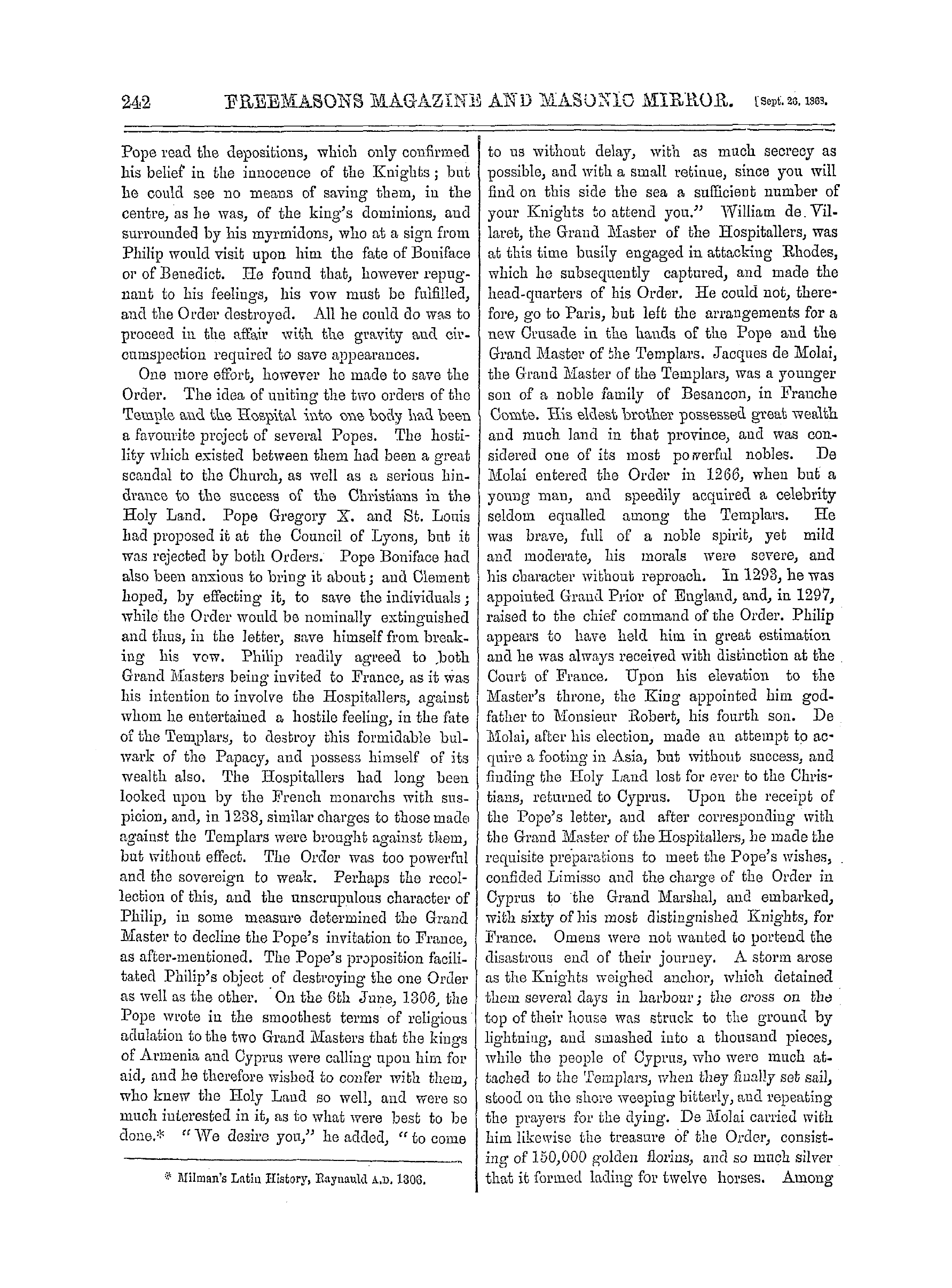 The Freemasons' Monthly Magazine: 1868-09-26 - The Knights Templars .