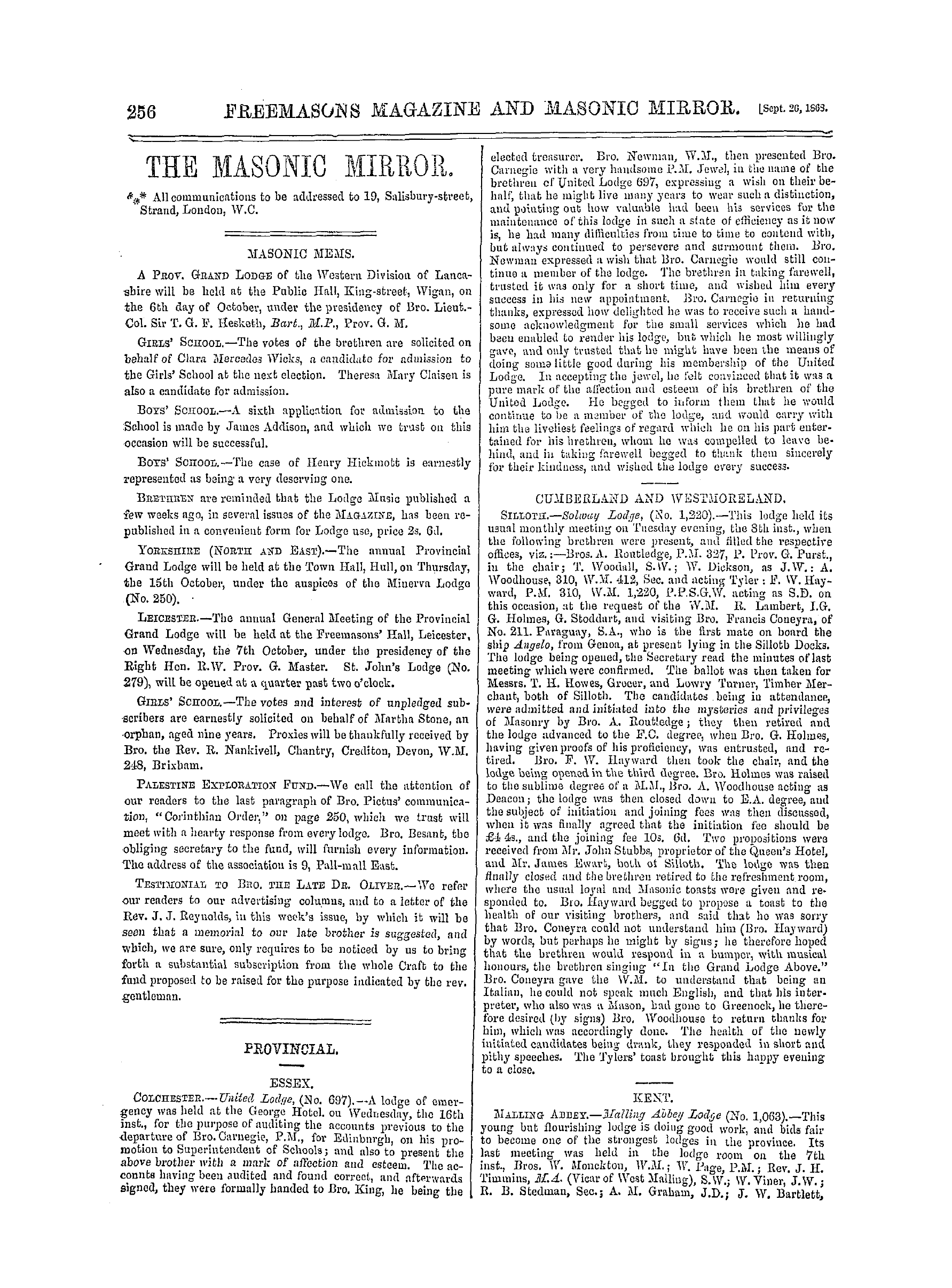 The Freemasons' Monthly Magazine: 1868-09-26: 16