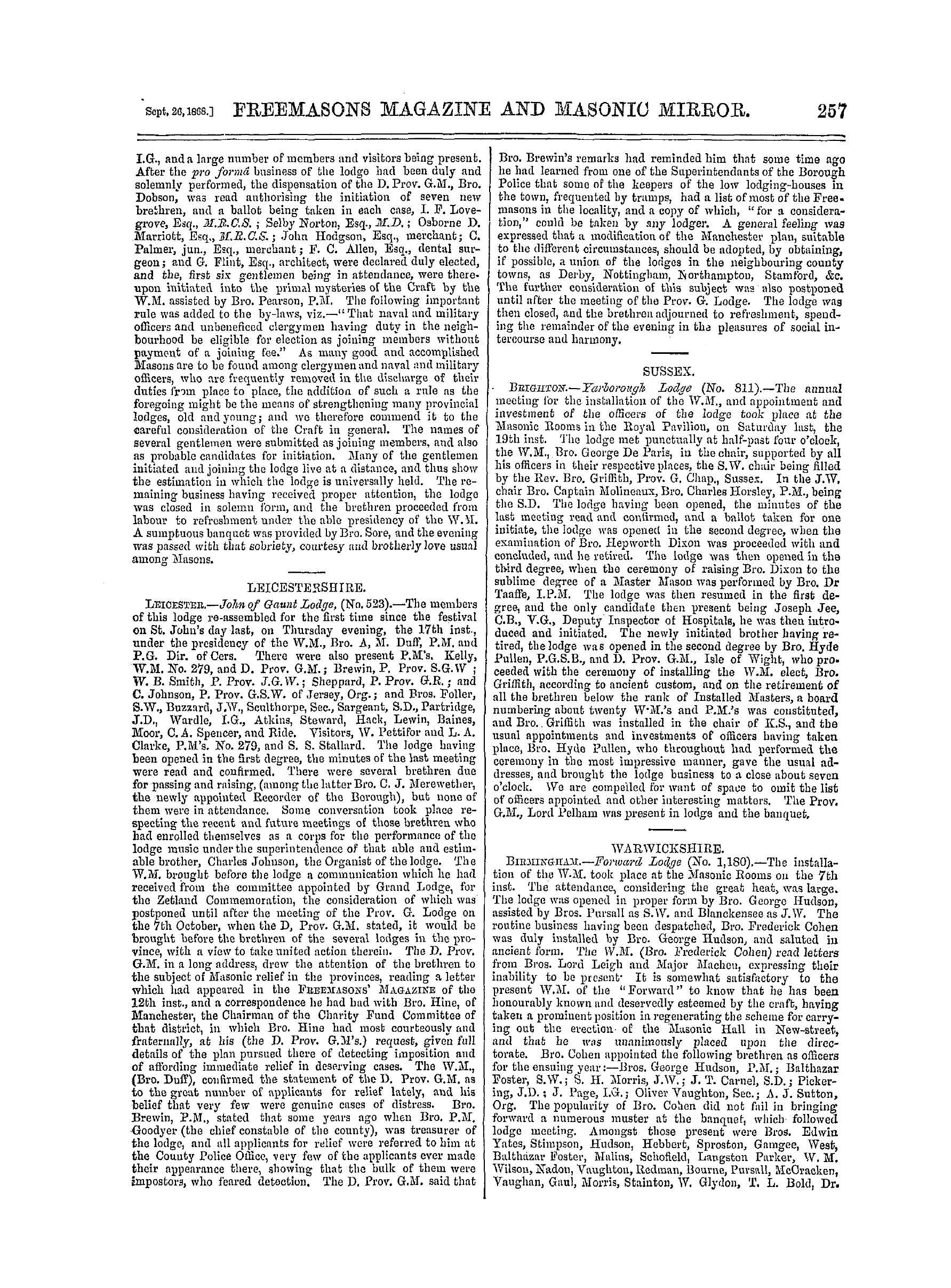 The Freemasons' Monthly Magazine: 1868-09-26: 17