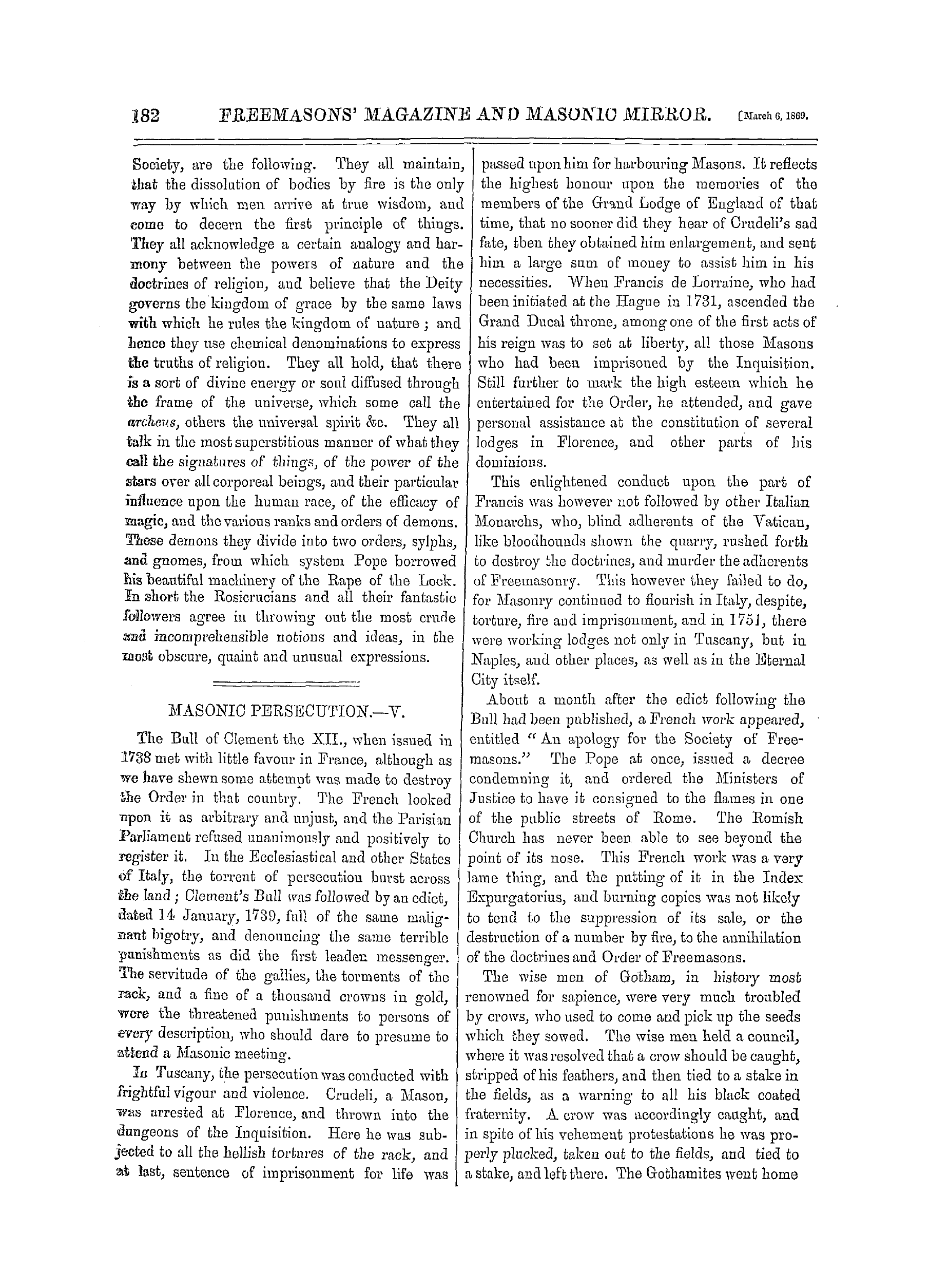 The Freemasons' Monthly Magazine: 1869-03-06: 2