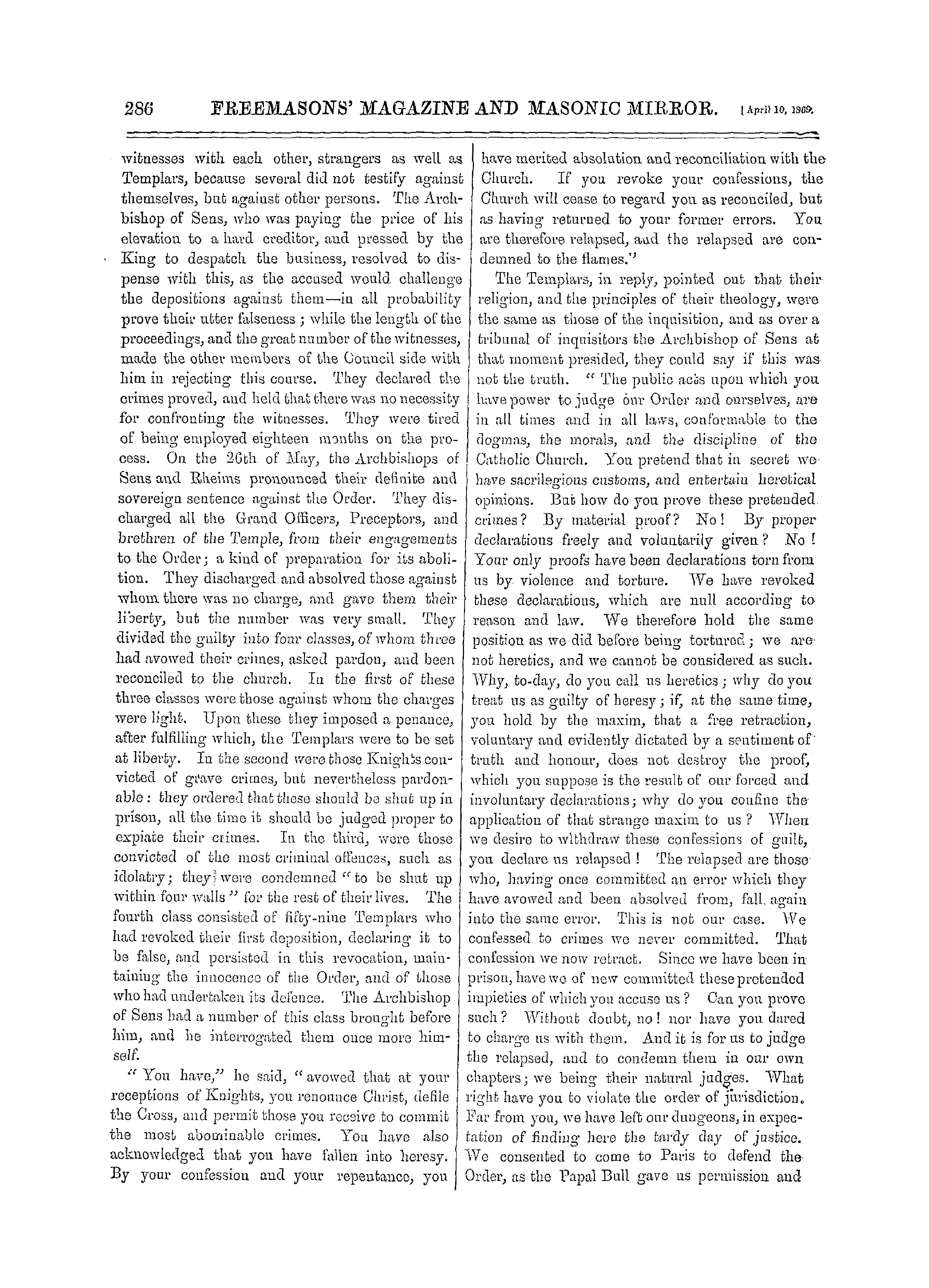 The Freemasons' Monthly Magazine: 1869-04-10: 6