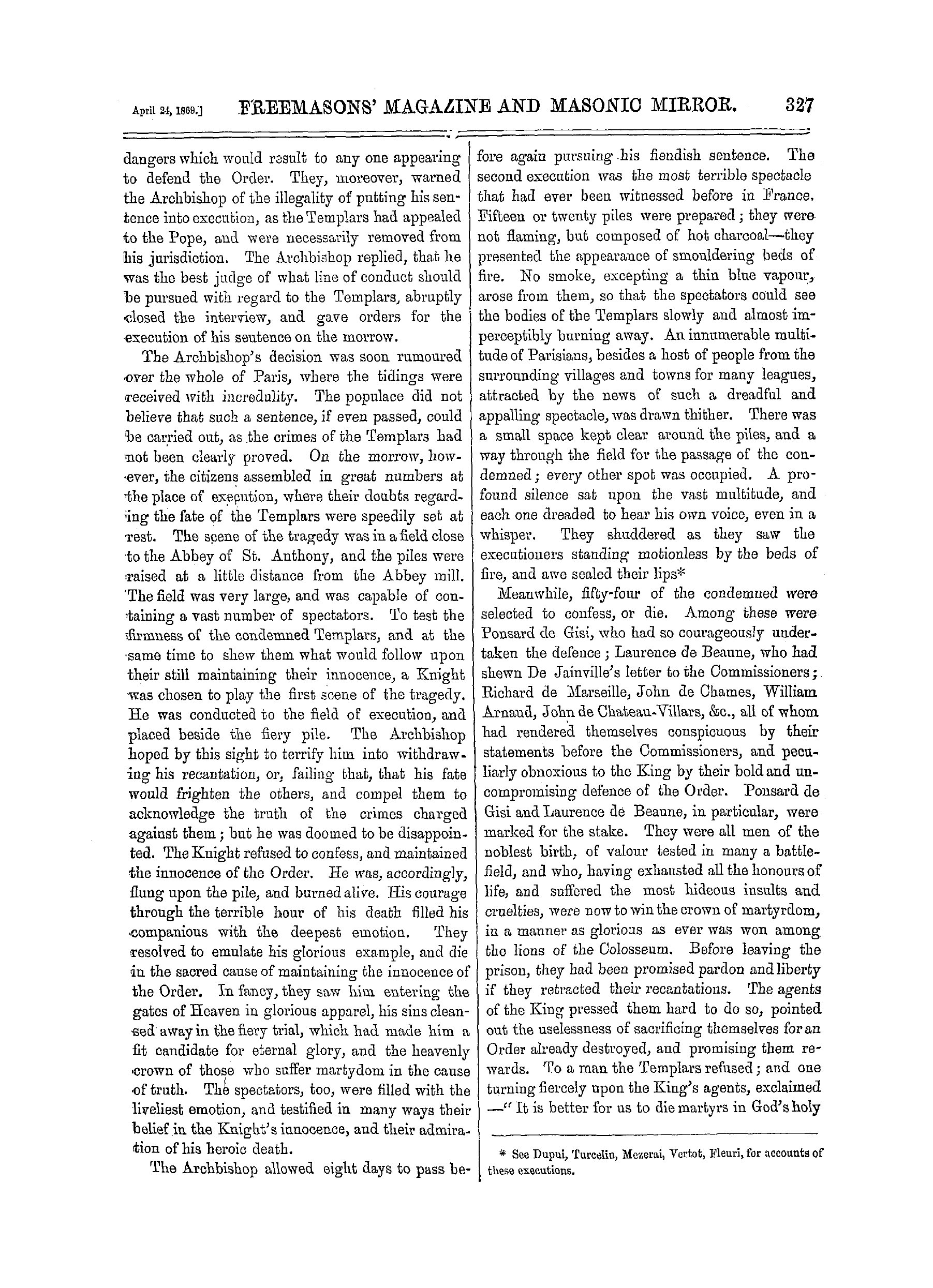 The Freemasons' Monthly Magazine: 1869-04-24 - The Knights Templars.