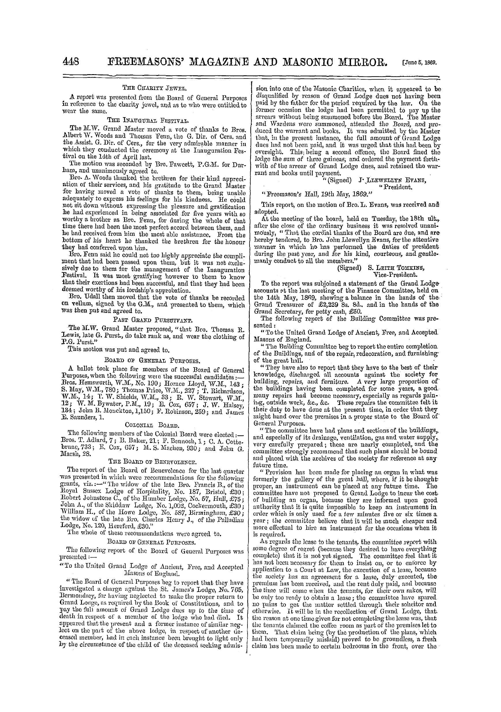 The Freemasons' Monthly Magazine: 1869-06-05 - Ar00900