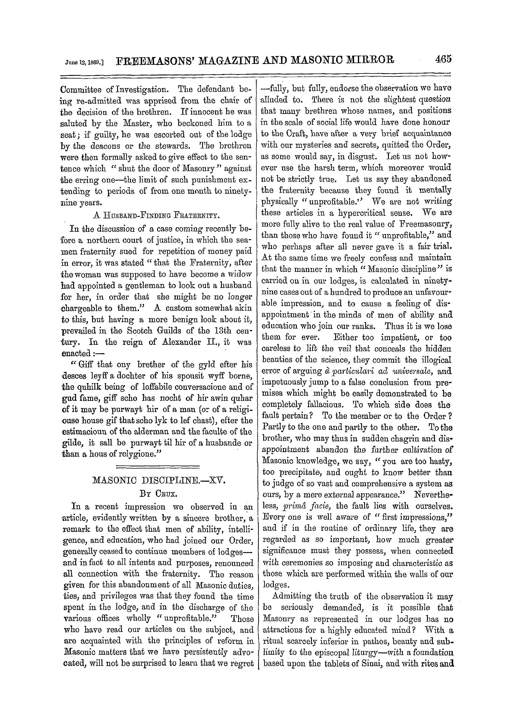 The Freemasons' Monthly Magazine: 1869-06-12: 5