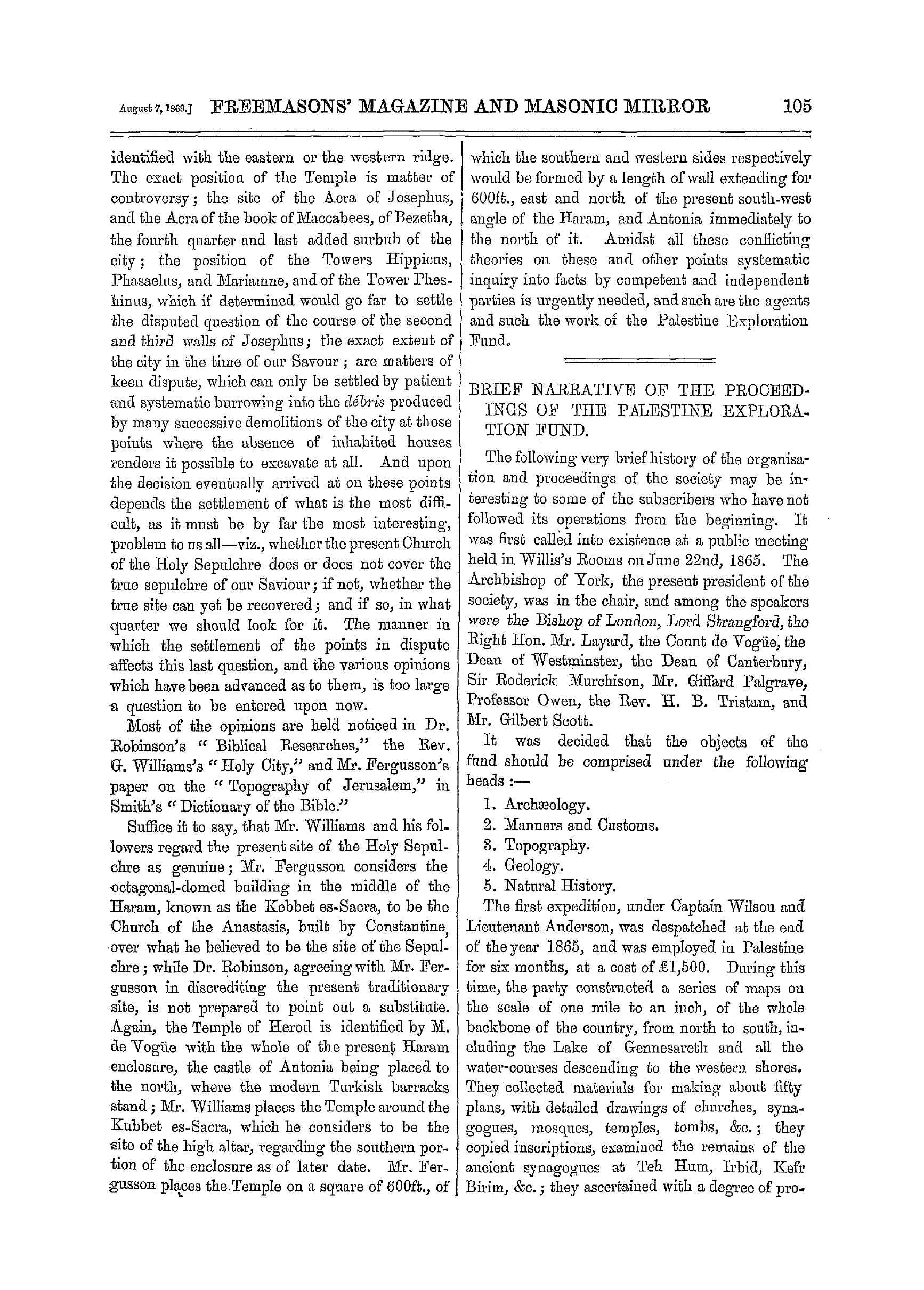 The Freemasons' Monthly Magazine: 1869-08-07: 5