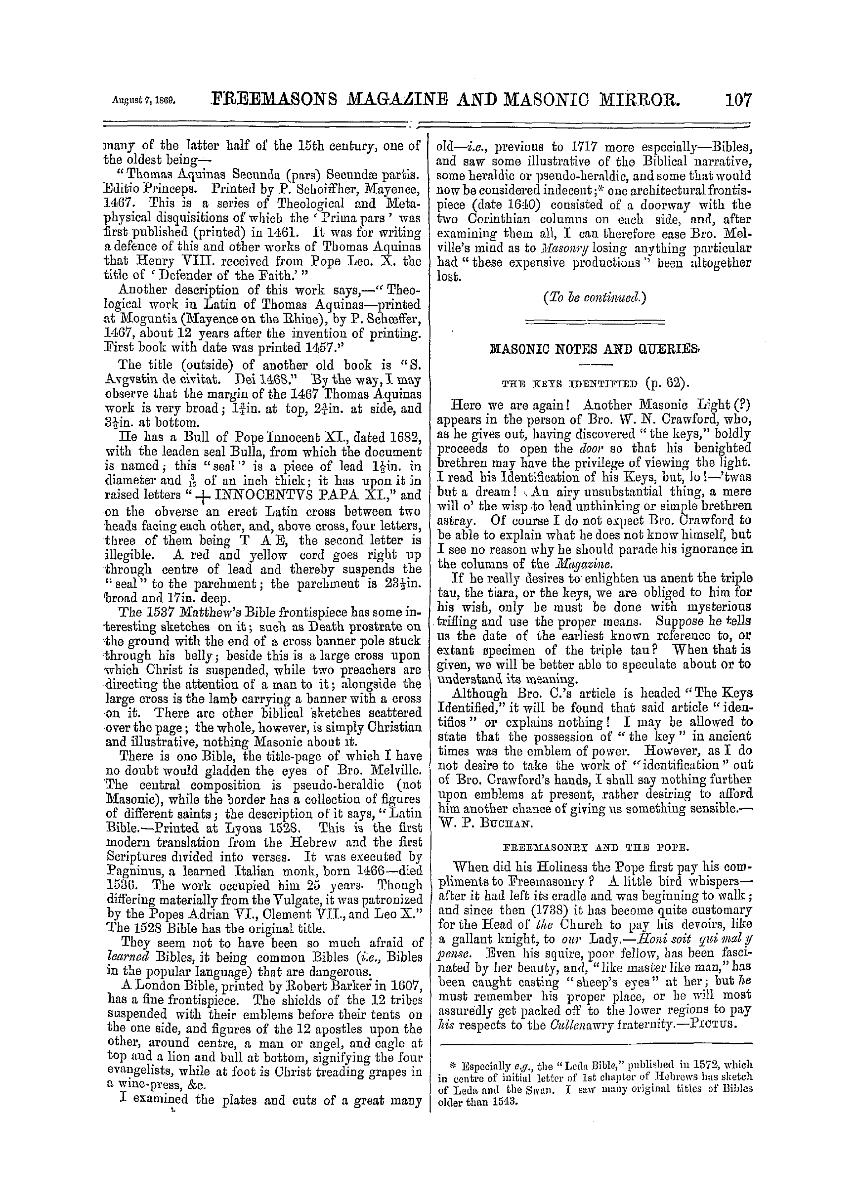 The Freemasons' Monthly Magazine: 1869-08-07: 7