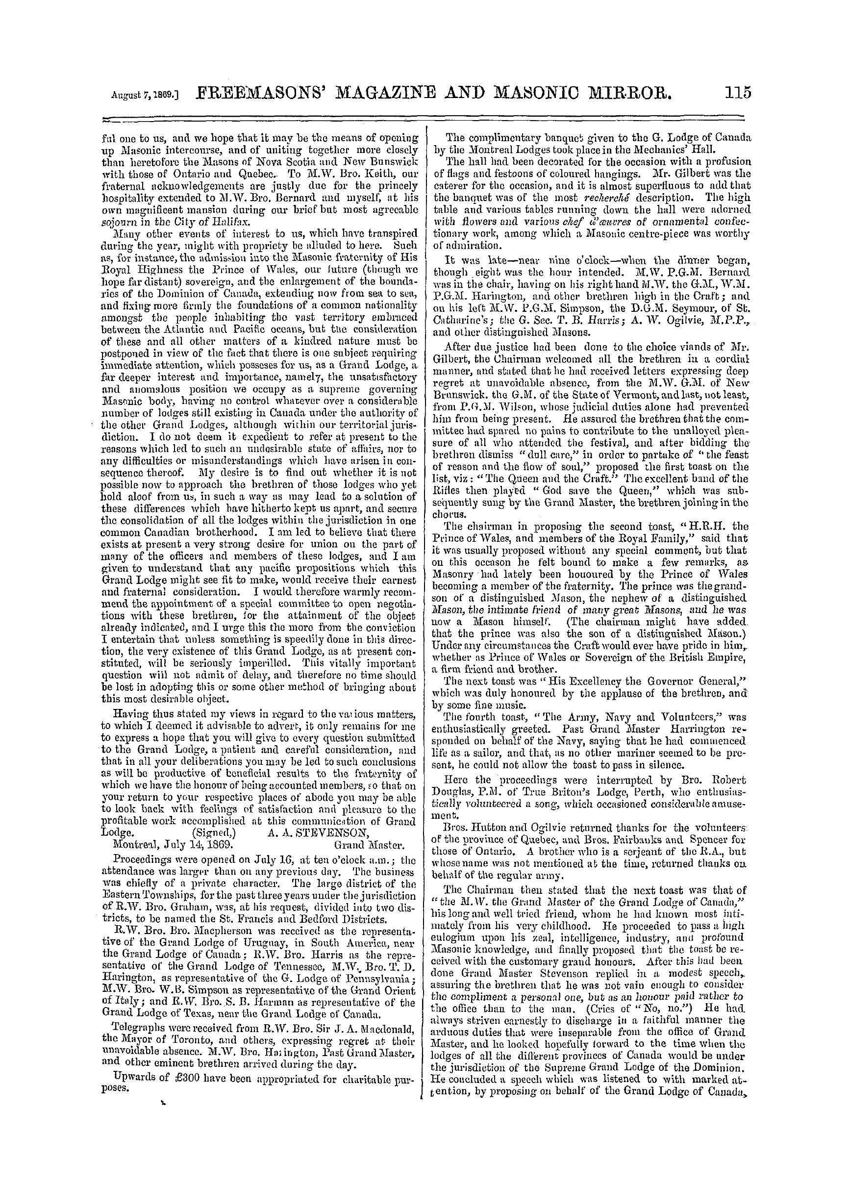 The Freemasons' Monthly Magazine: 1869-08-07: 15