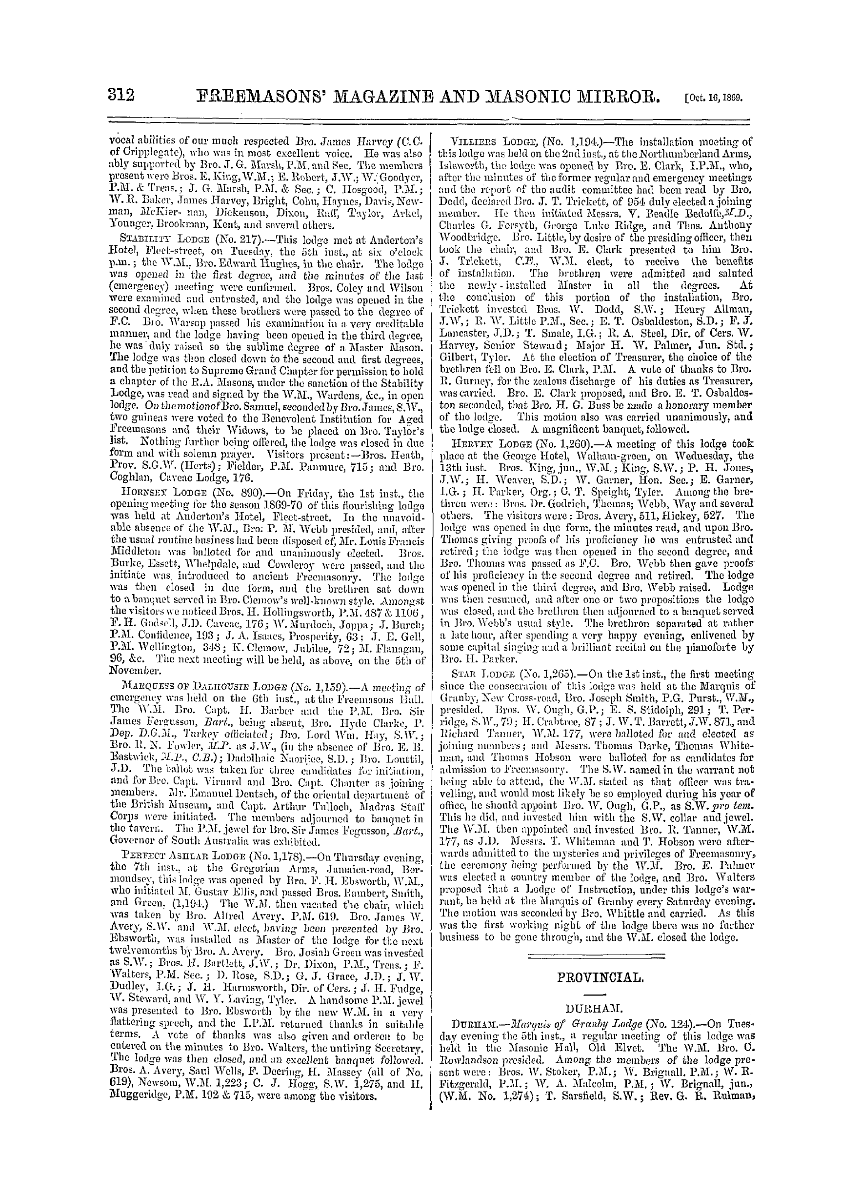 The Freemasons' Monthly Magazine: 1869-10-16: 12