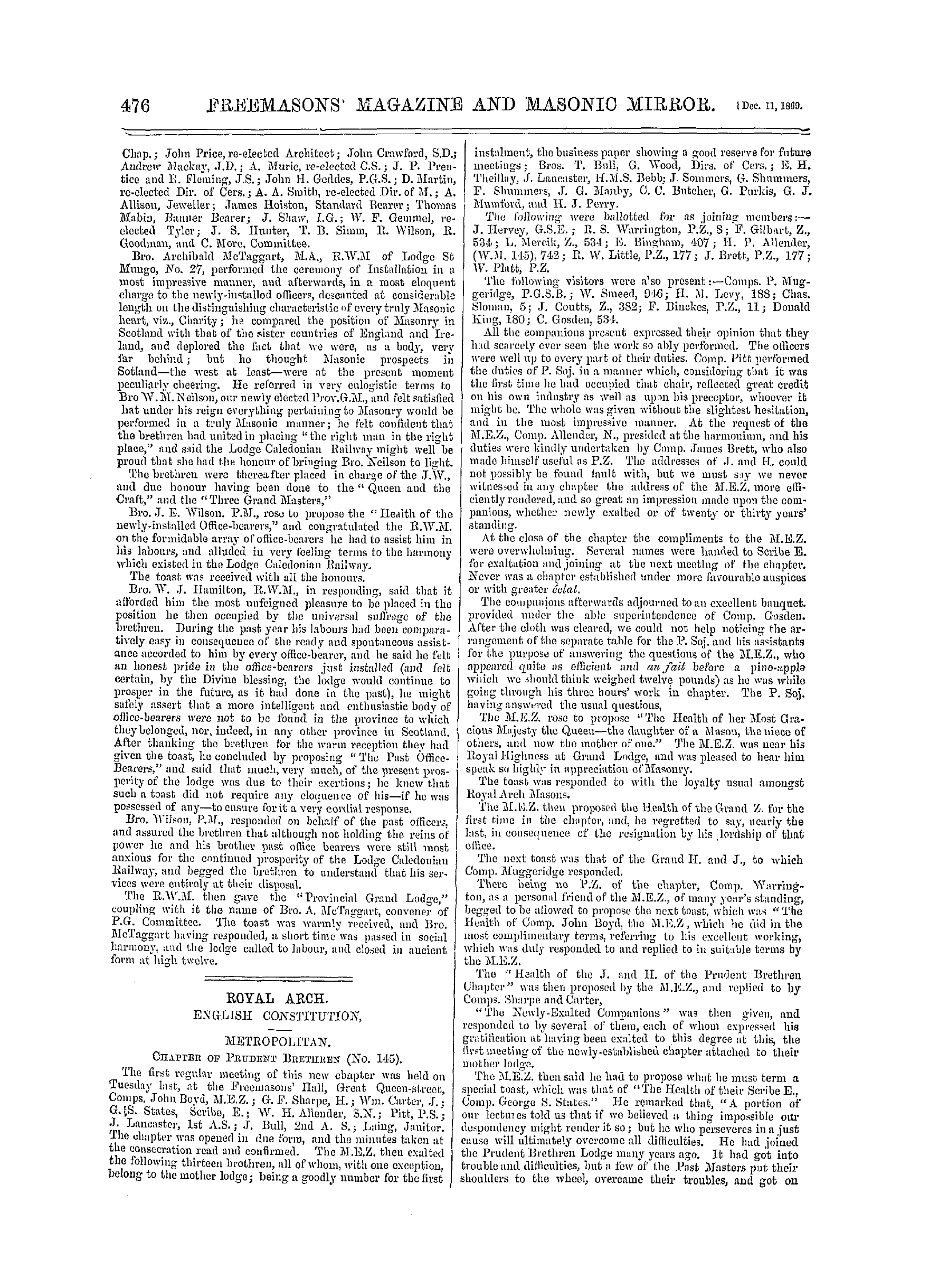 The Freemasons' Monthly Magazine: 1869-12-11: 16