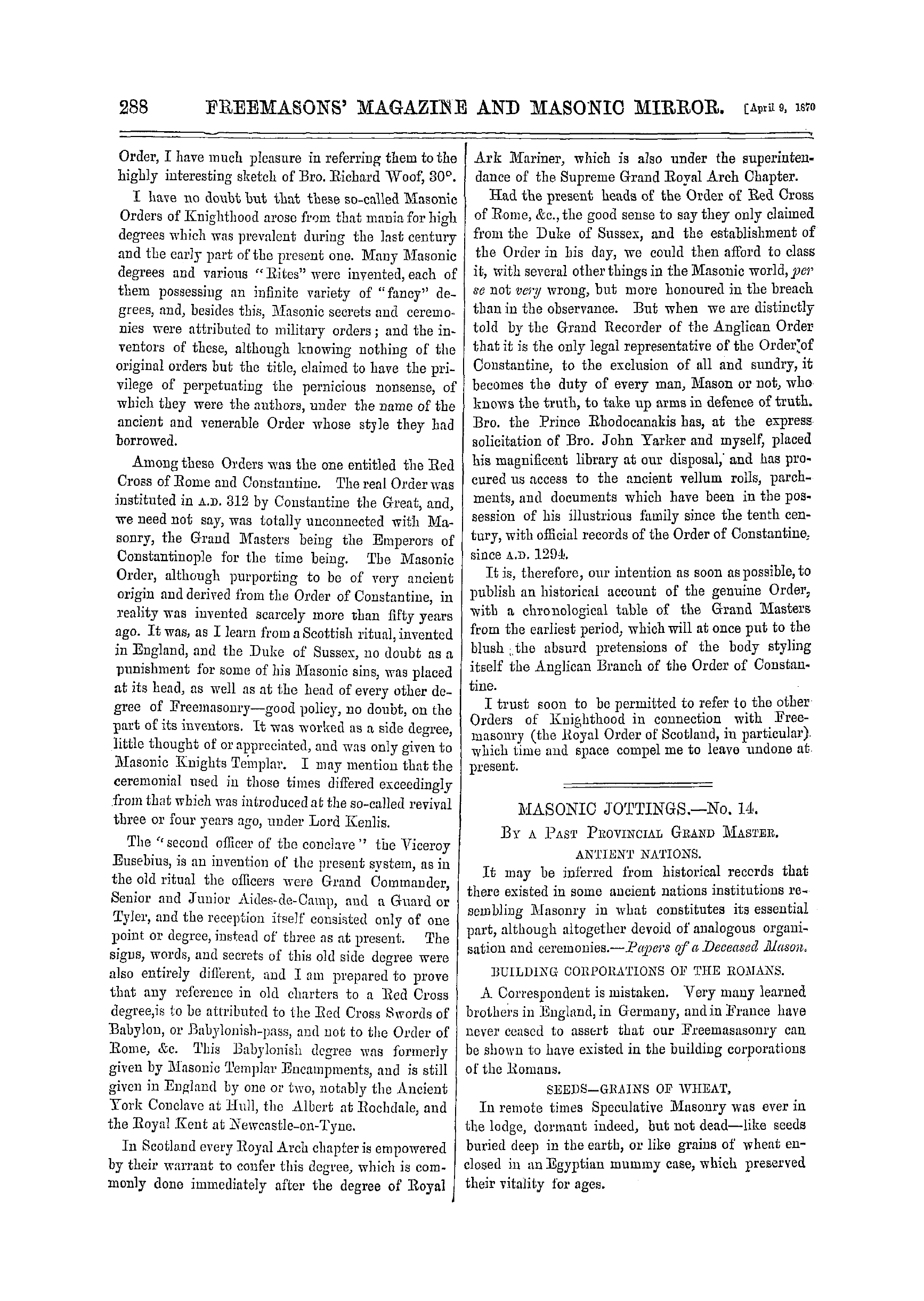 The Freemasons' Monthly Magazine: 1870-04-09: 8