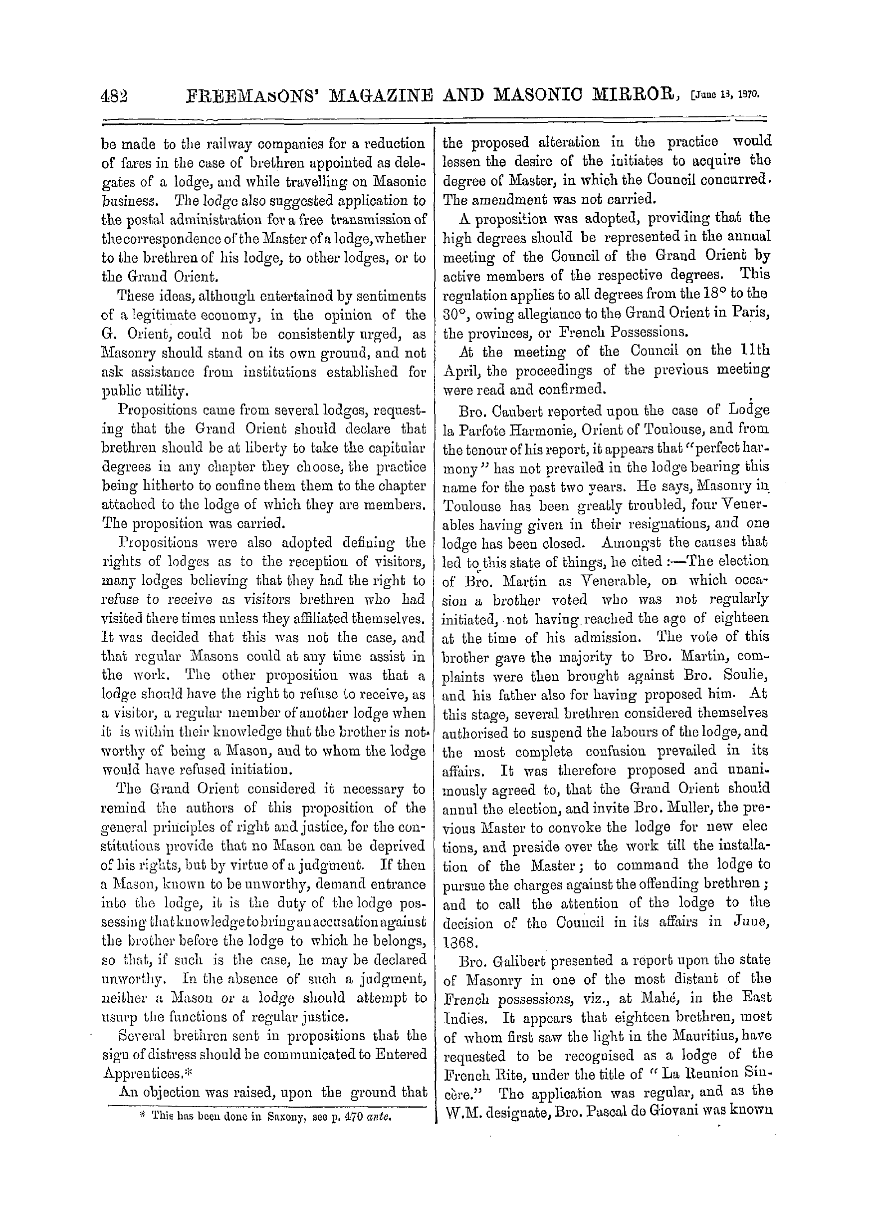 The Freemasons' Monthly Magazine: 1870-06-18: 2