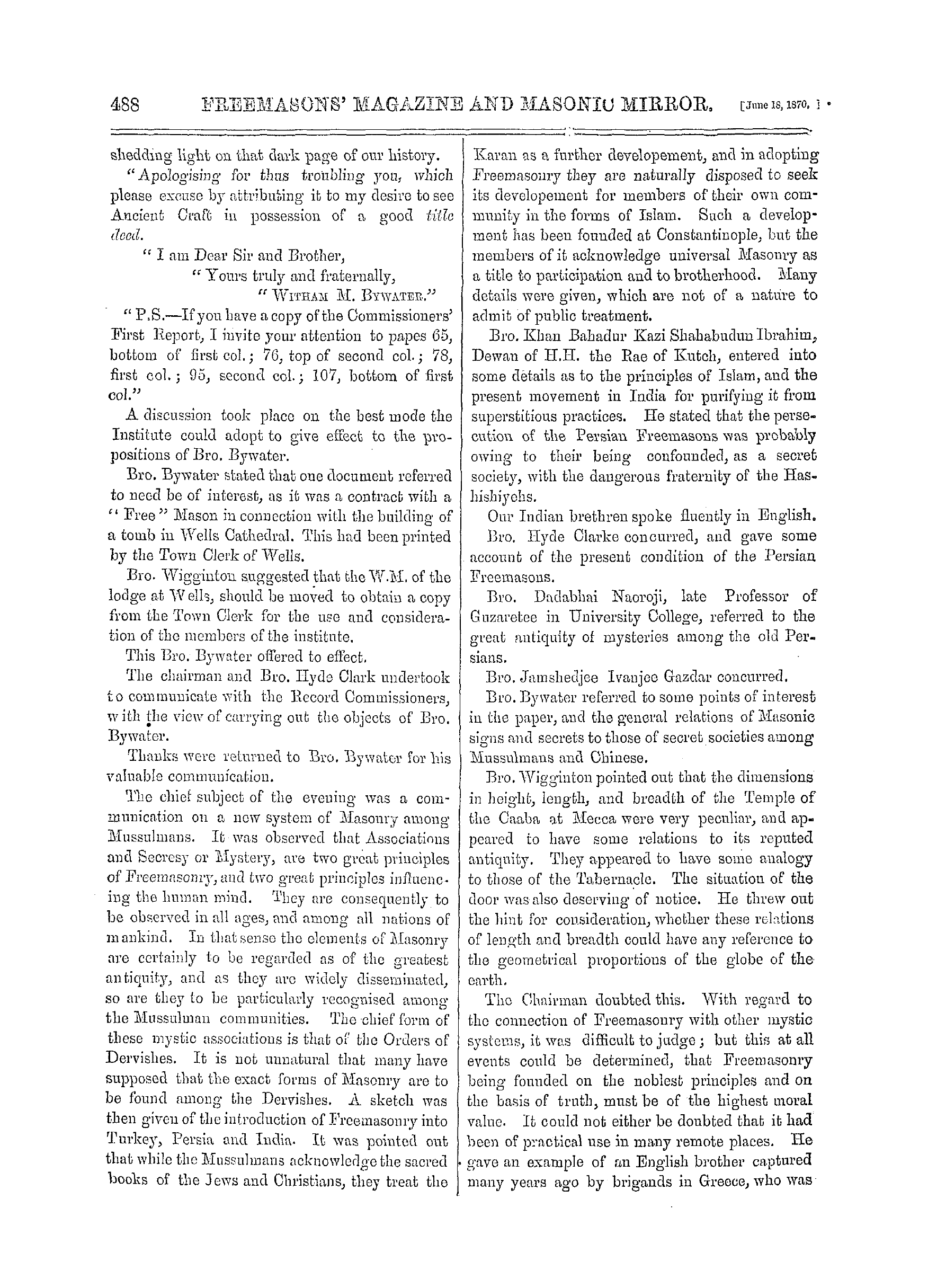 The Freemasons' Monthly Magazine: 1870-06-18: 8