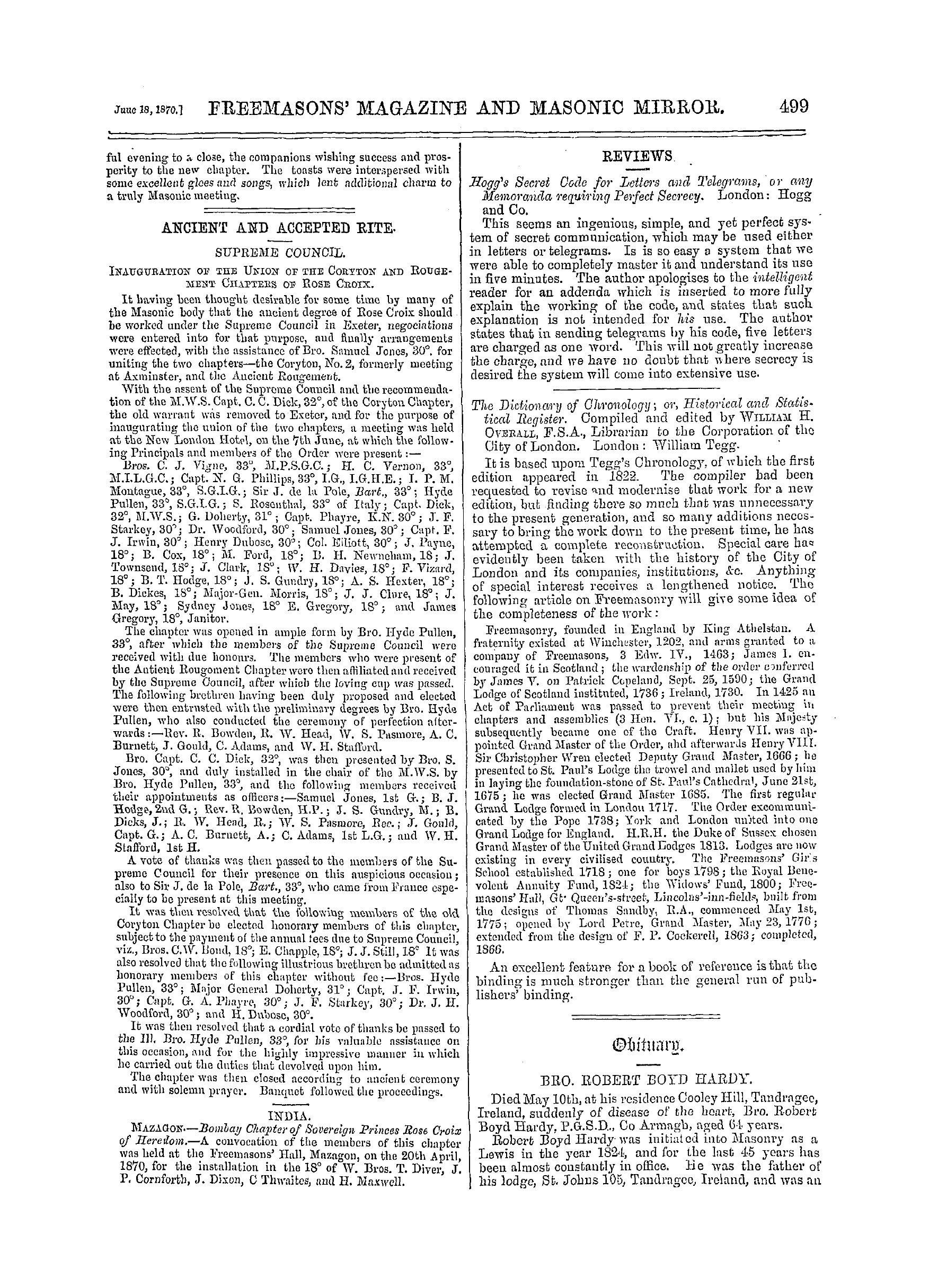 The Freemasons' Monthly Magazine: 1870-06-18 - Royal Arch.