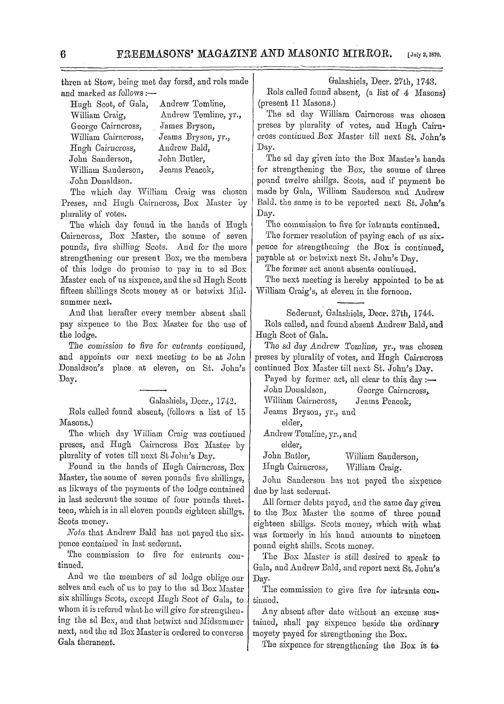 The Freemasons' Monthly Magazine: 1870-07-02: 14