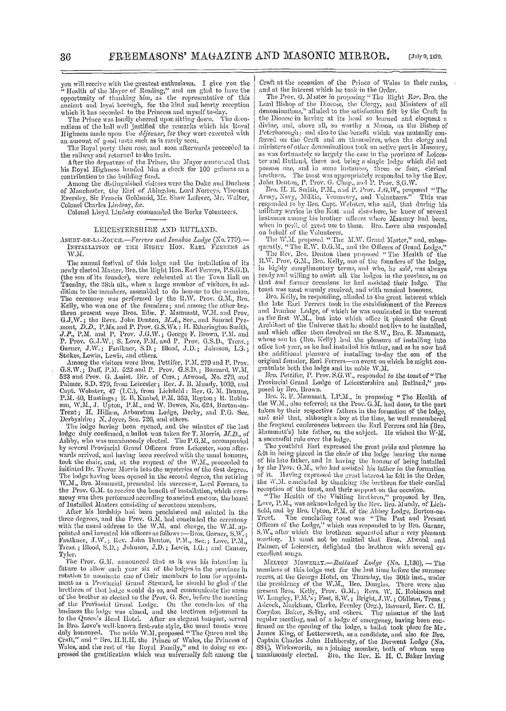 The Freemasons' Monthly Magazine: 1870-07-09: 16