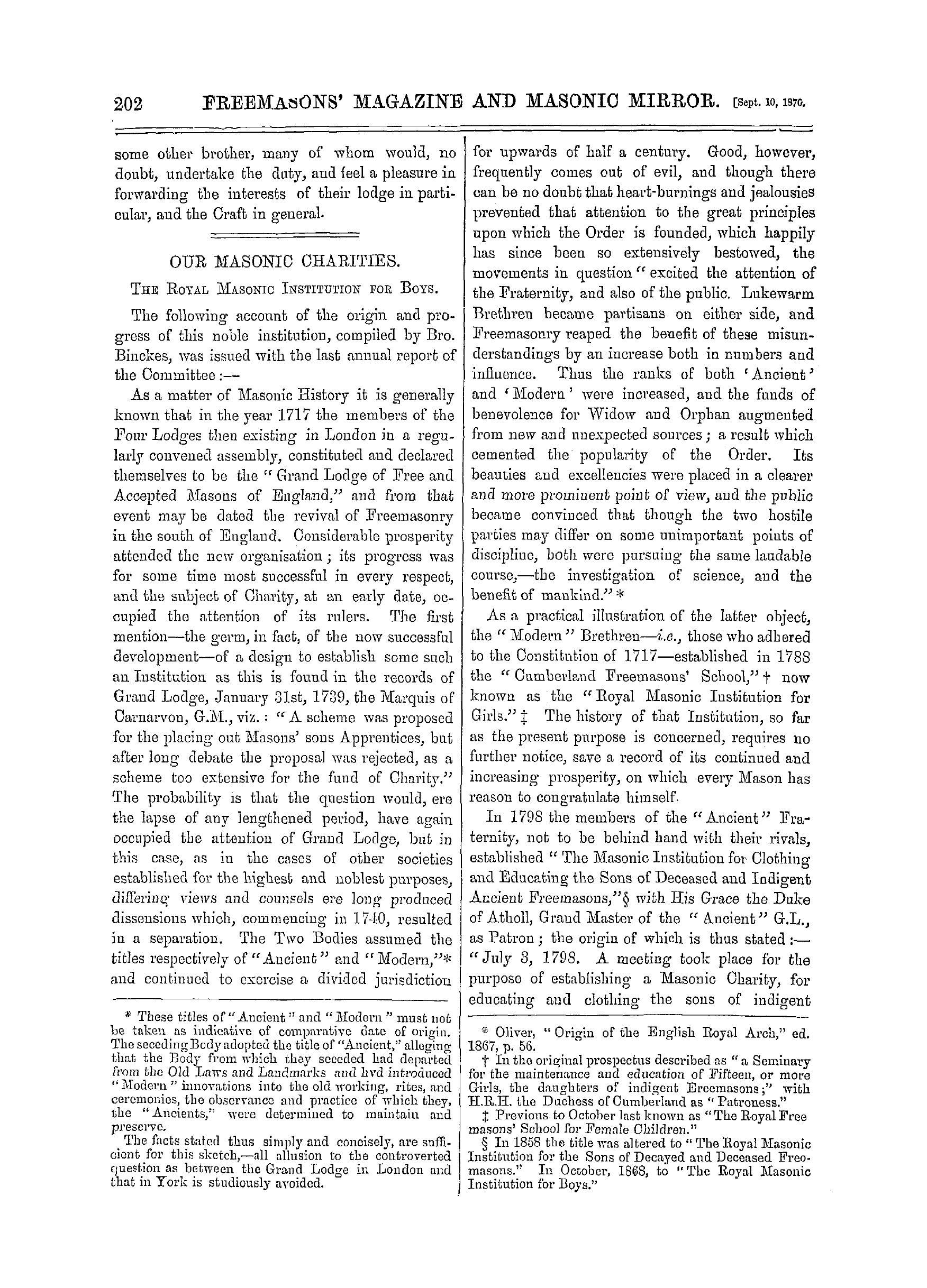 The Freemasons' Monthly Magazine: 1870-09-10 - Lodge Reports.