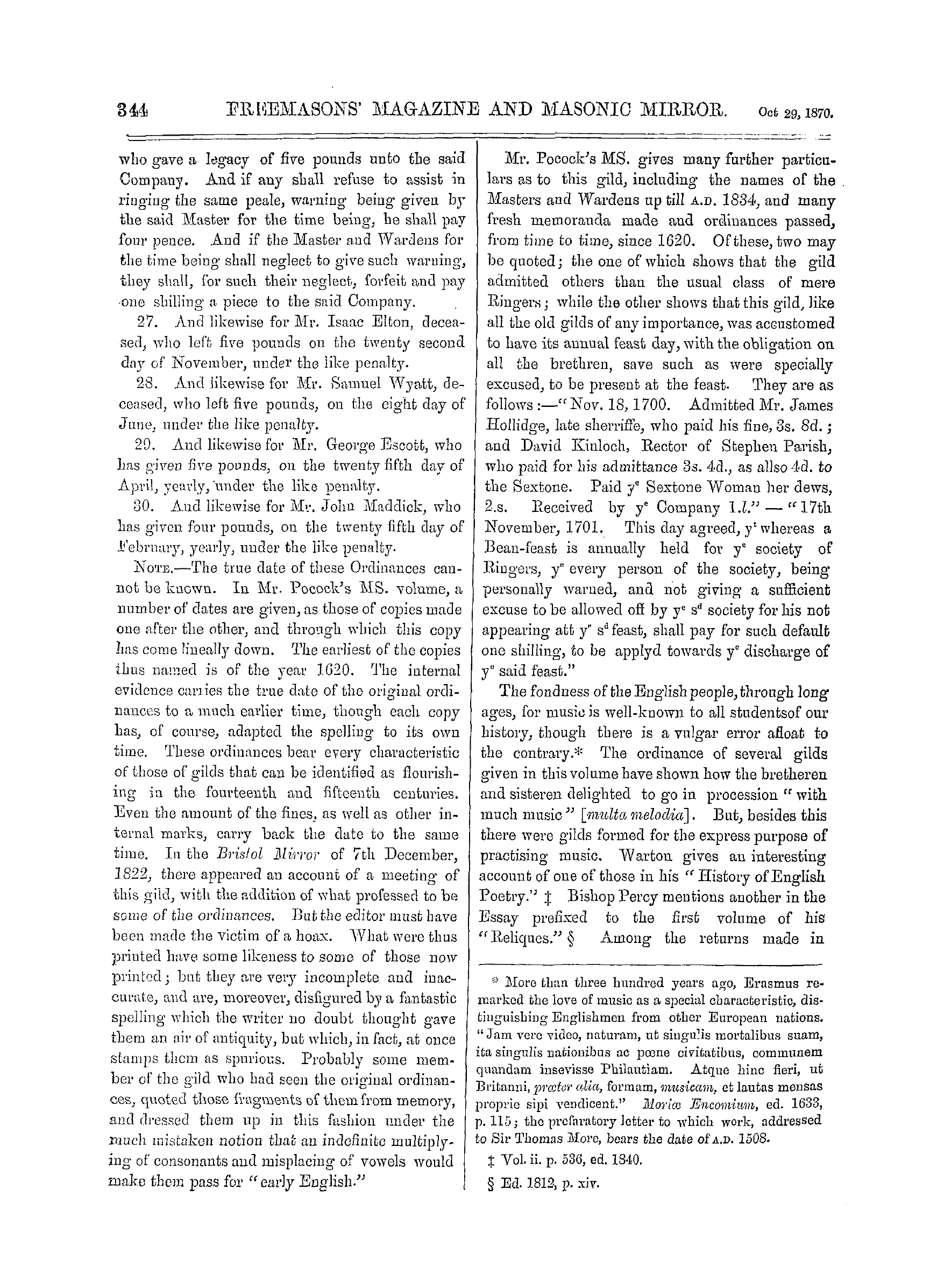 The Freemasons' Monthly Magazine: 1870-10-29 - English Gilds. *