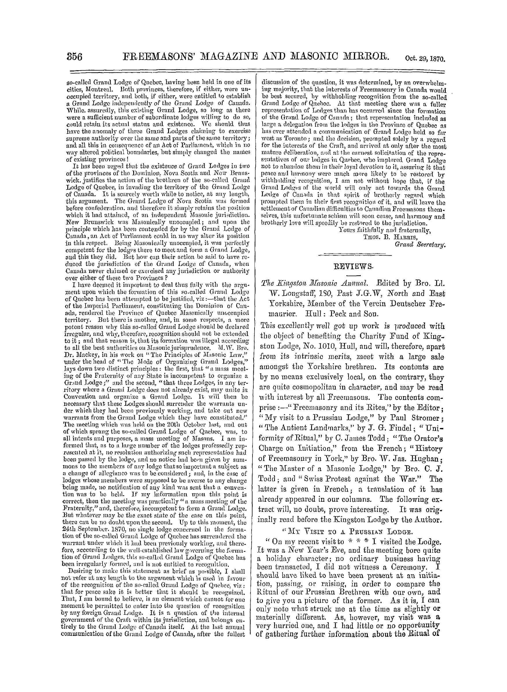 The Freemasons' Monthly Magazine: 1870-10-29: 16