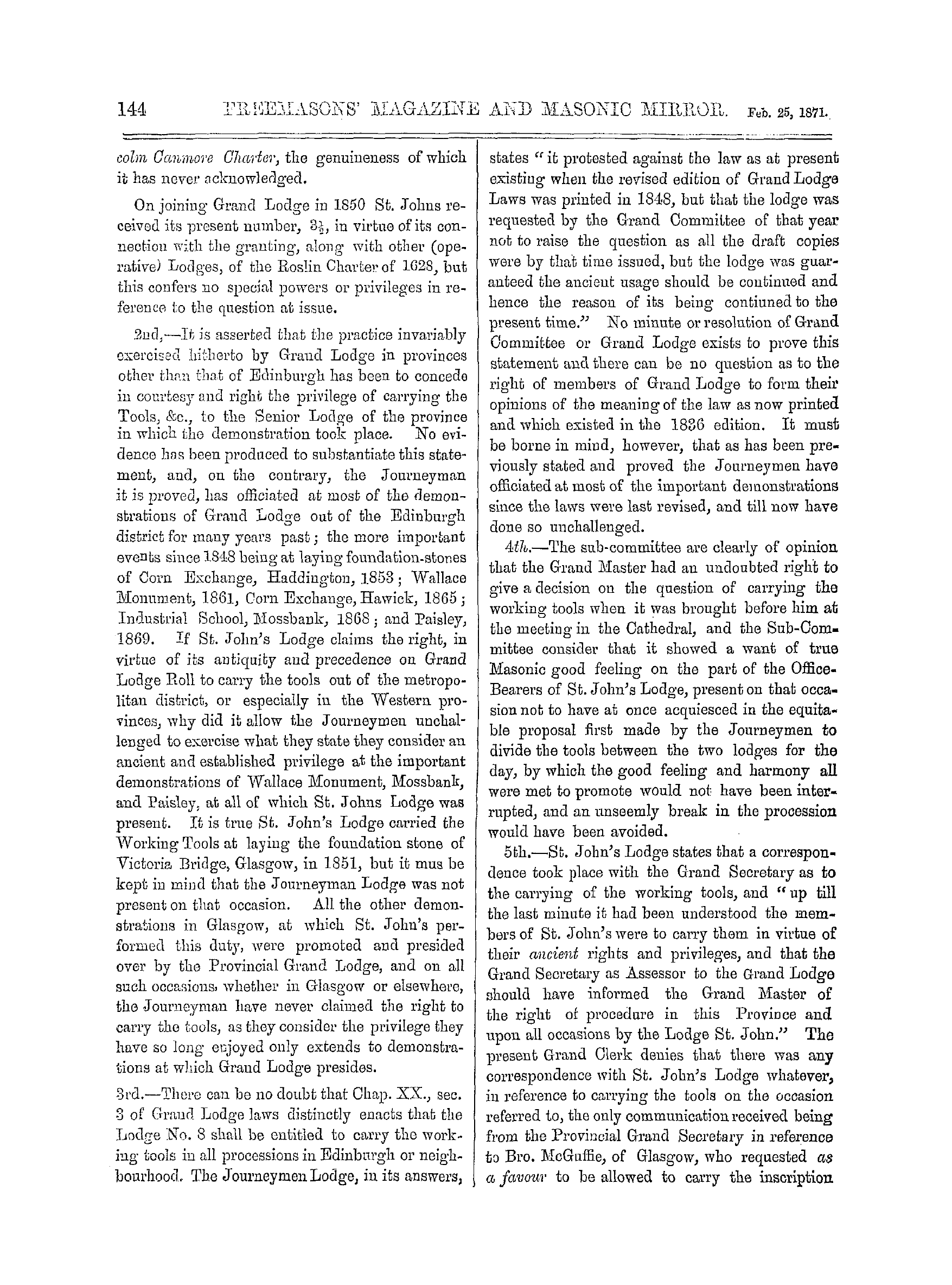 The Freemasons' Monthly Magazine: 1871-02-25: 4
