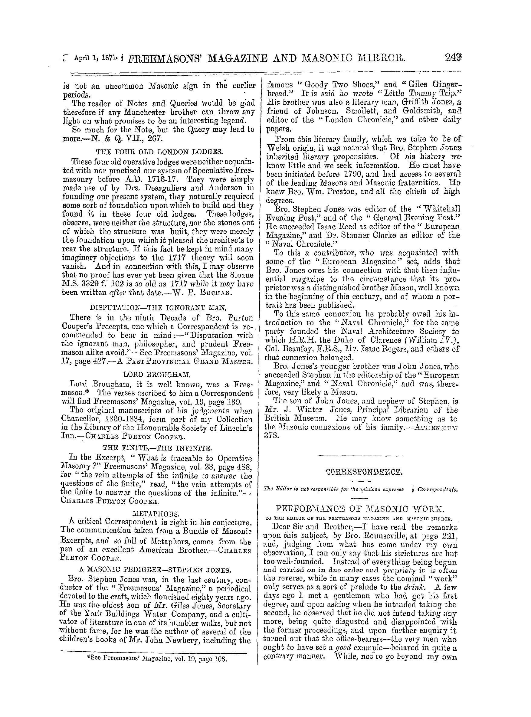 The Freemasons' Monthly Magazine: 1871-04-01: 9