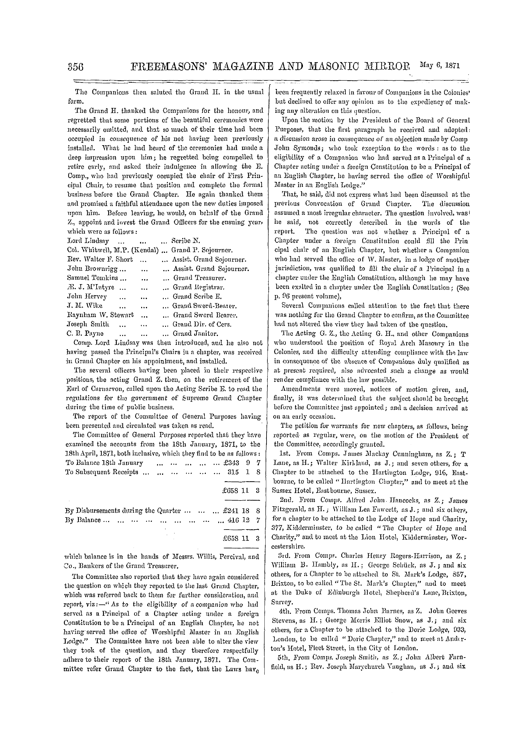 The Freemasons' Monthly Magazine: 1871-05-06 - Royal Arch.