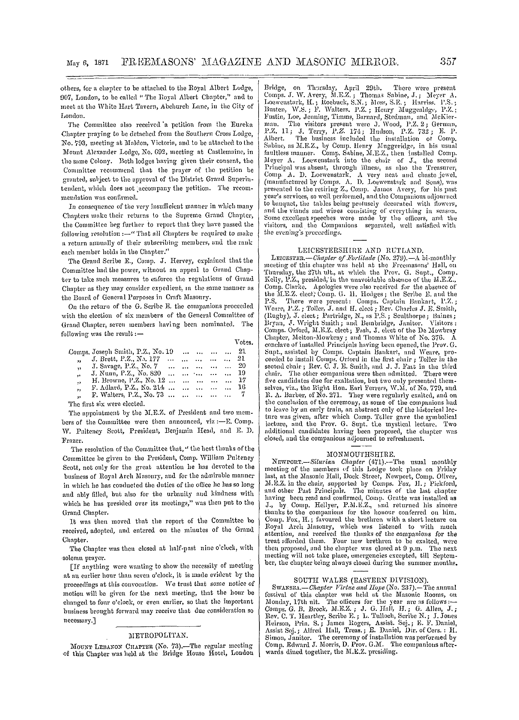 The Freemasons' Monthly Magazine: 1871-05-06 - Royal Arch.