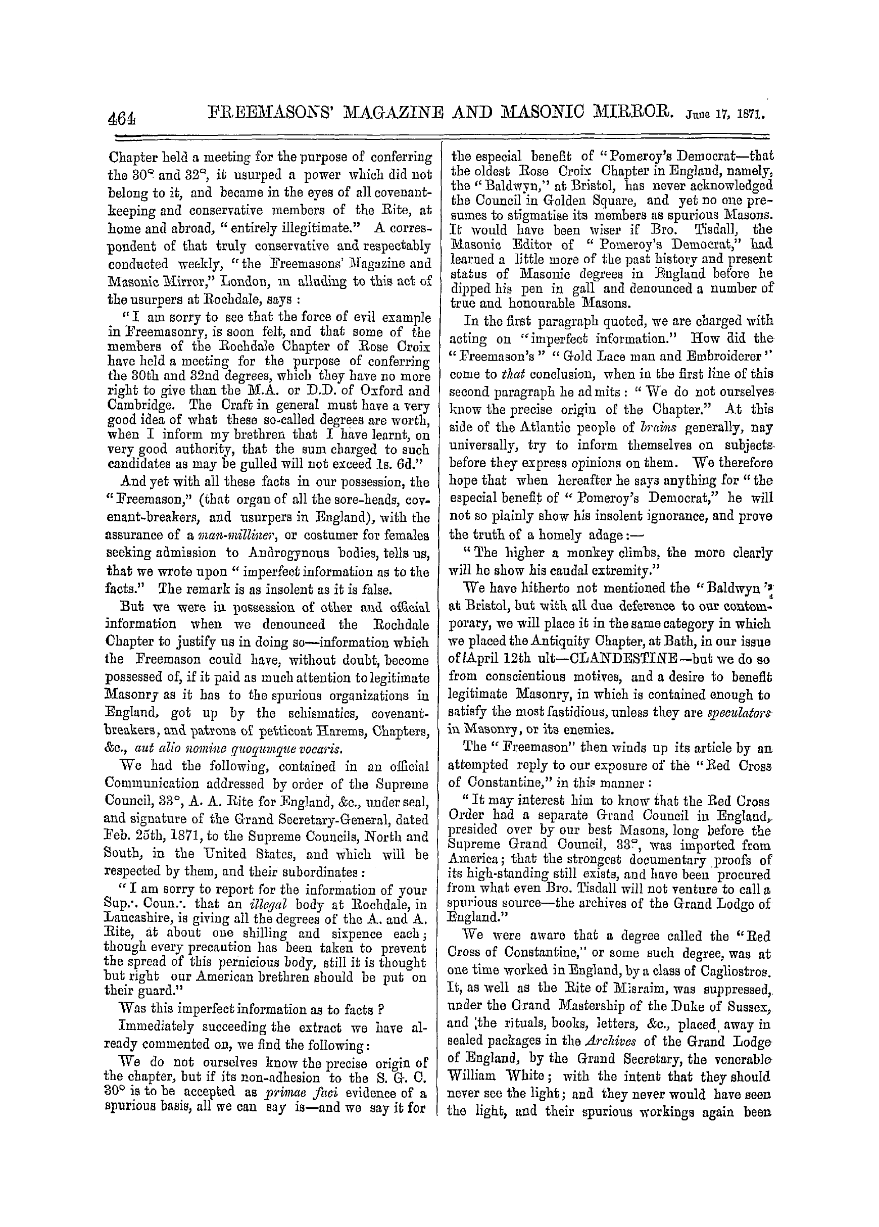 The Freemasons' Monthly Magazine: 1871-06-17: 4