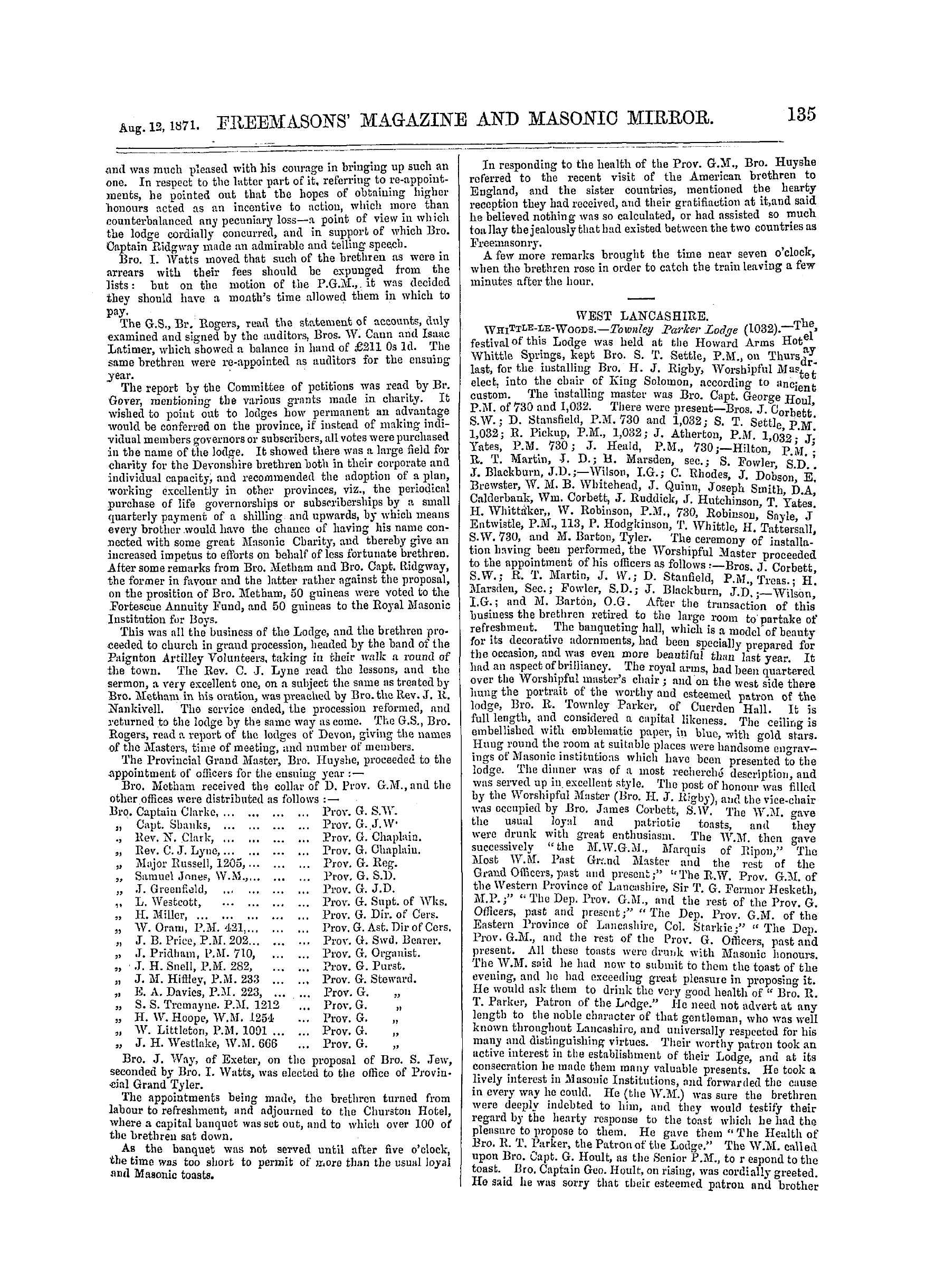 The Freemasons' Monthly Magazine: 1871-08-12: 15