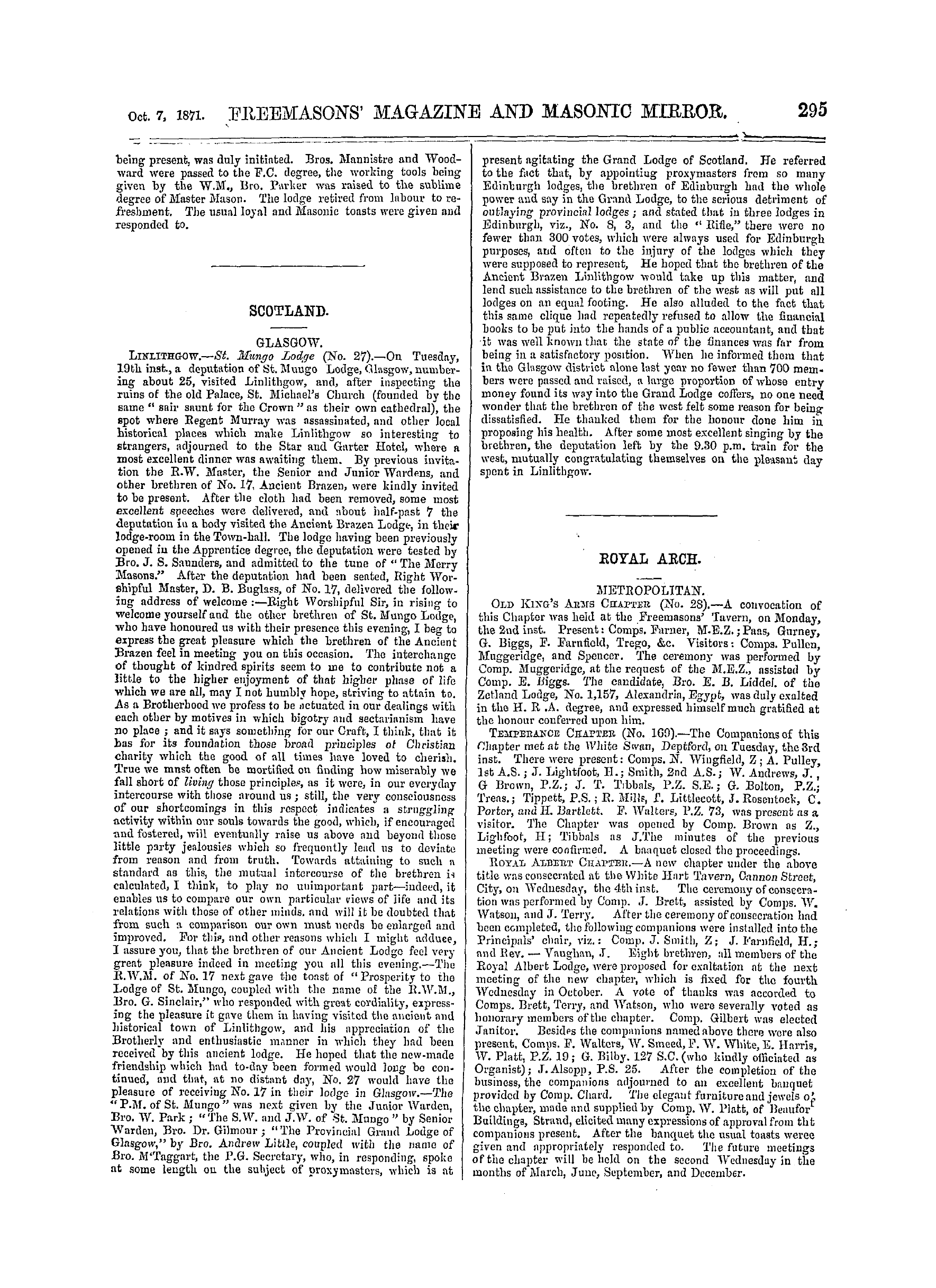 The Freemasons' Monthly Magazine: 1871-10-07 - Royal Arch.