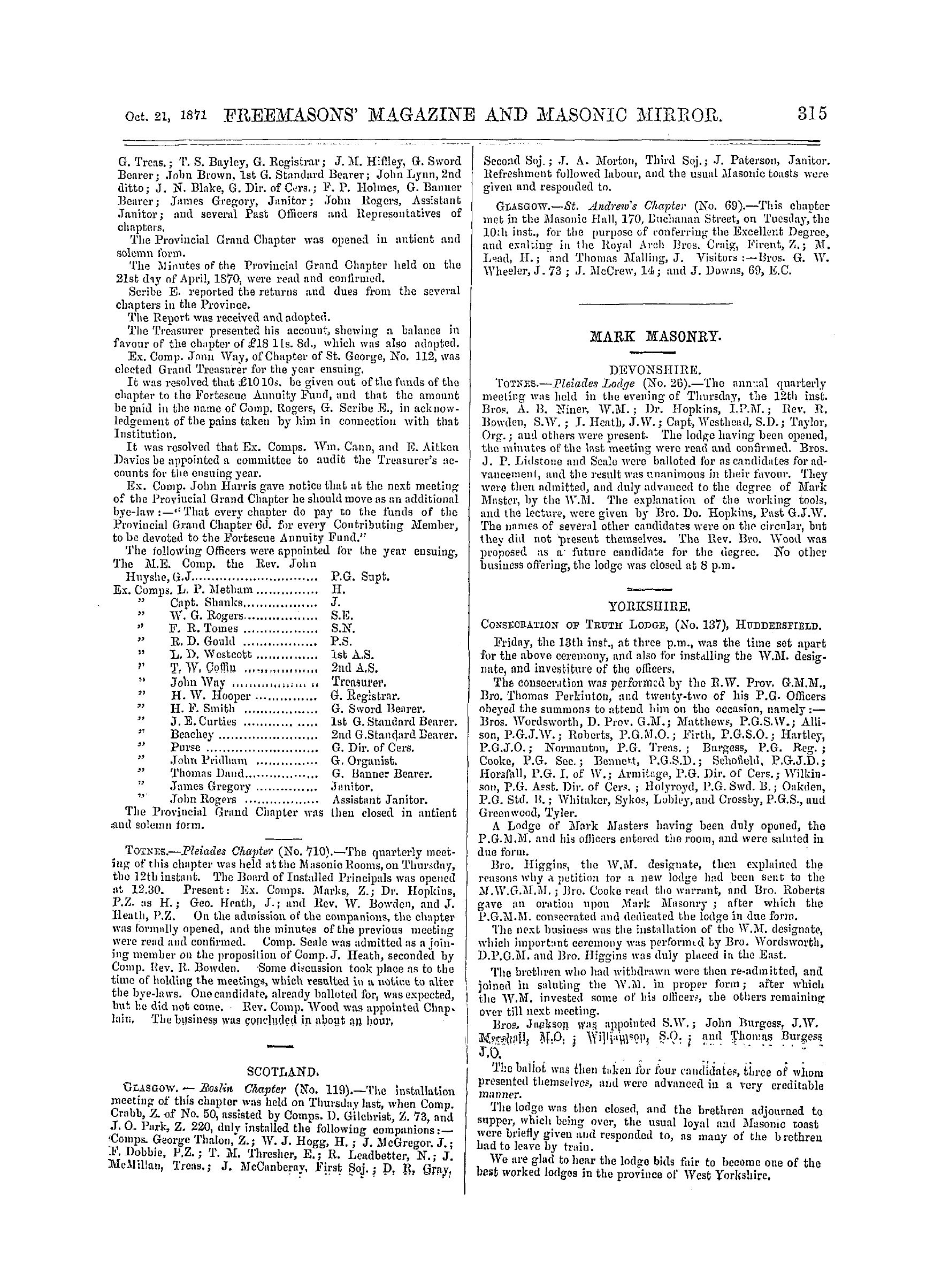 The Freemasons' Monthly Magazine: 1871-10-21 - Royal Arch.