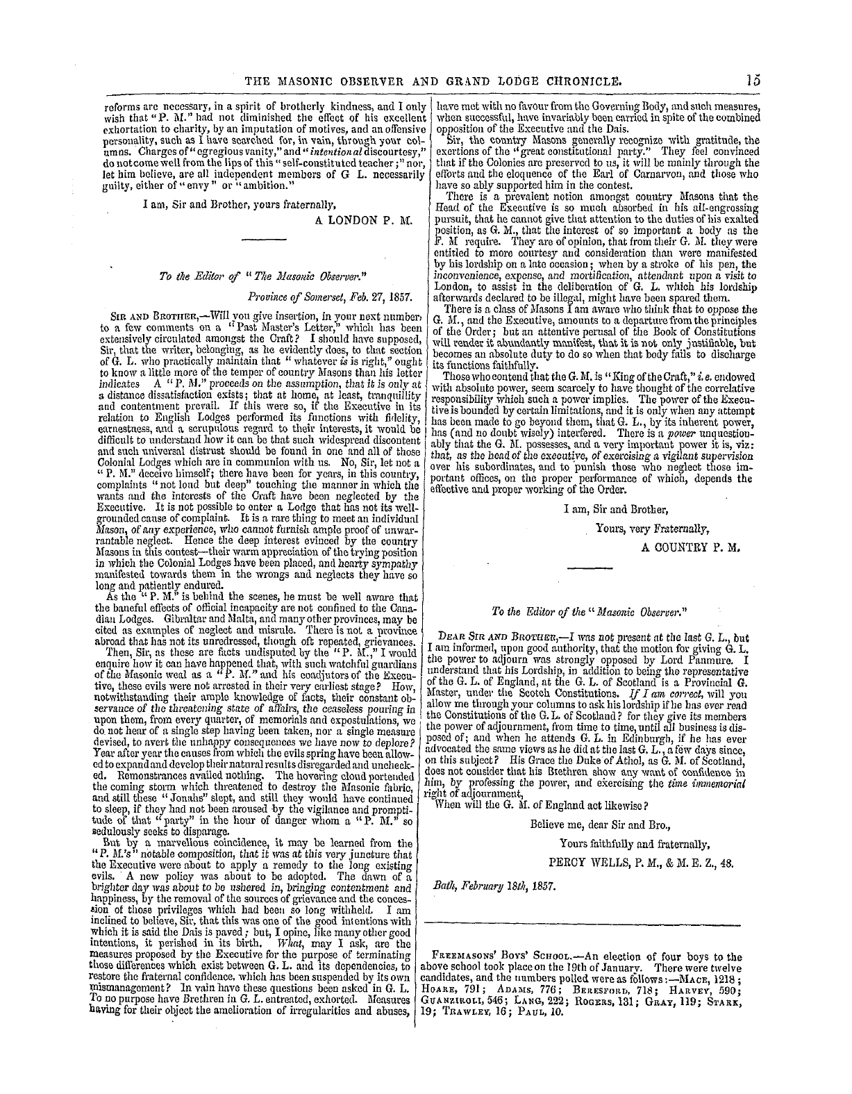 The Masonic Observer: 1857-03-01 - Correspondence.