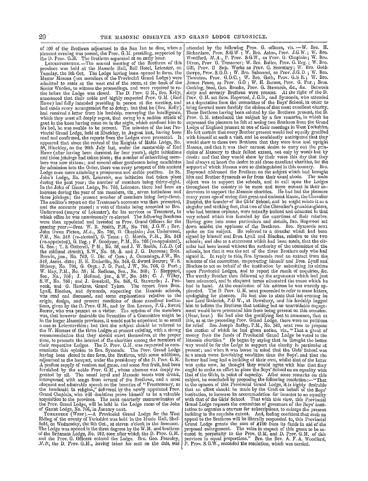 The Masonic Observer: 1858-12-20 - The Provinces.