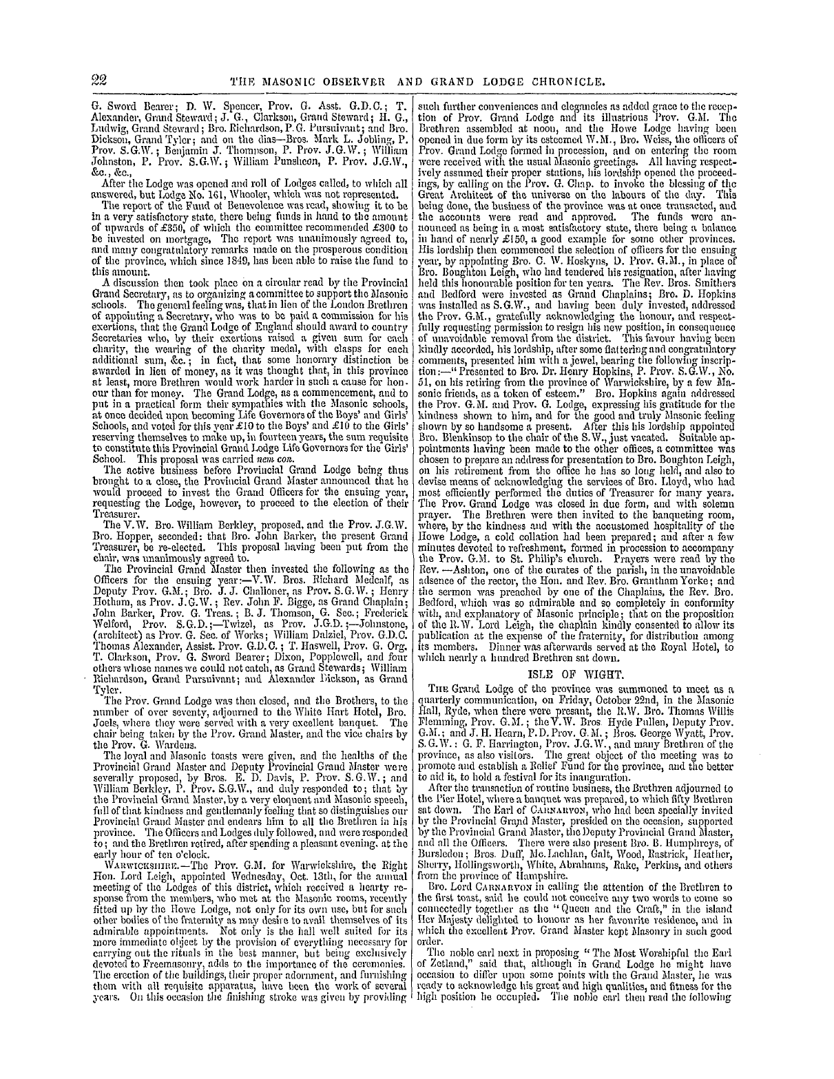 The Masonic Observer: 1858-12-20 - The Provinces.