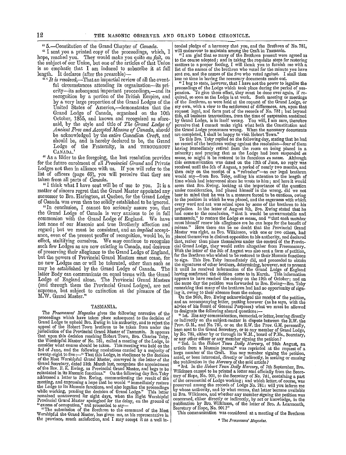 The Masonic Observer: 1859-03-20: 12