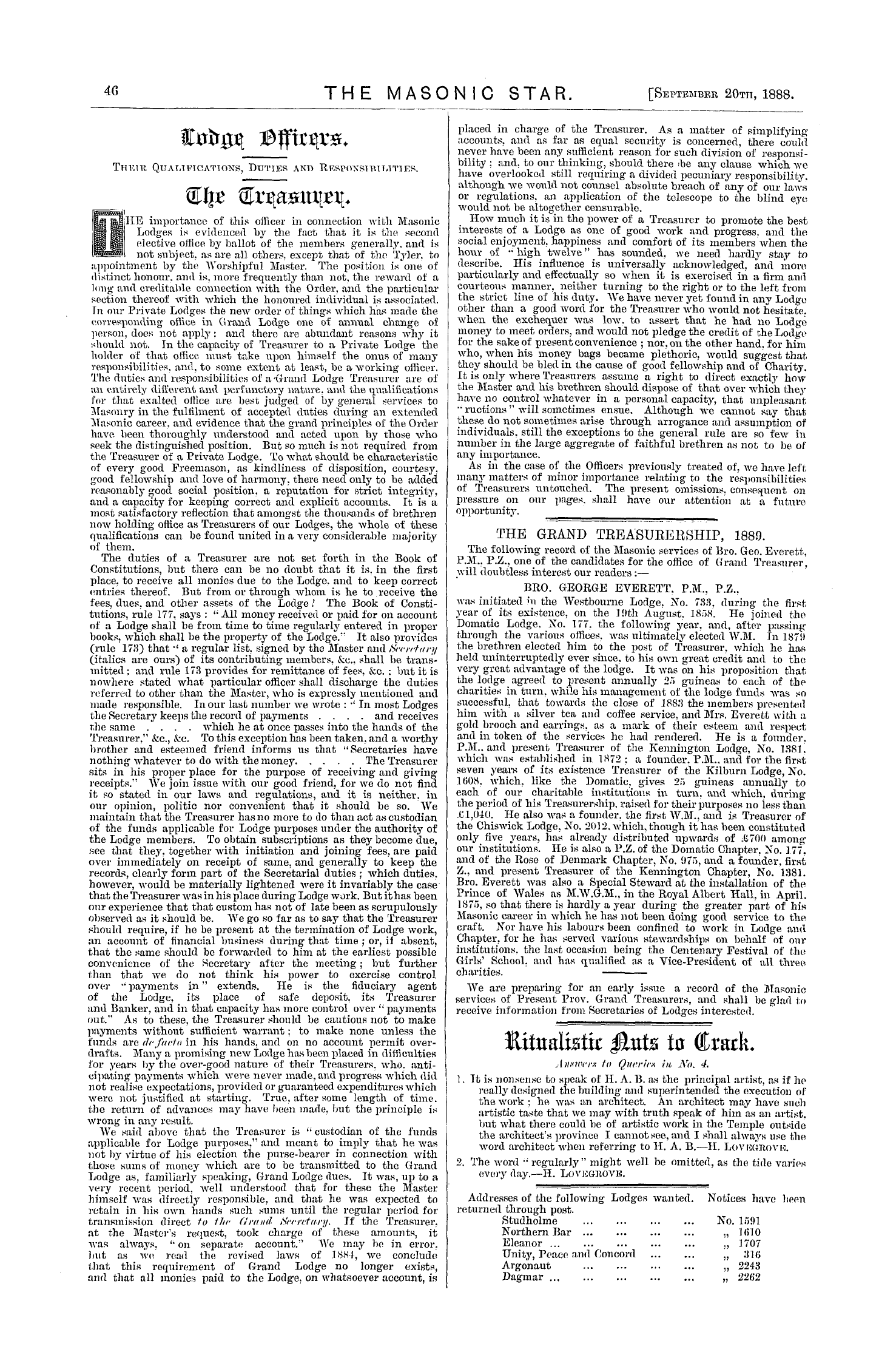 The Masonic Star: 1888-09-20 - Ritualistic Nuts To Crack.