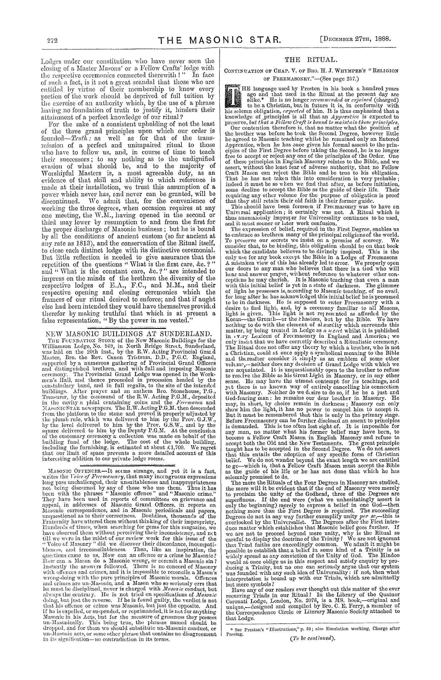 The Masonic Star: 1888-12-27 - " By The Power In Me Uested."