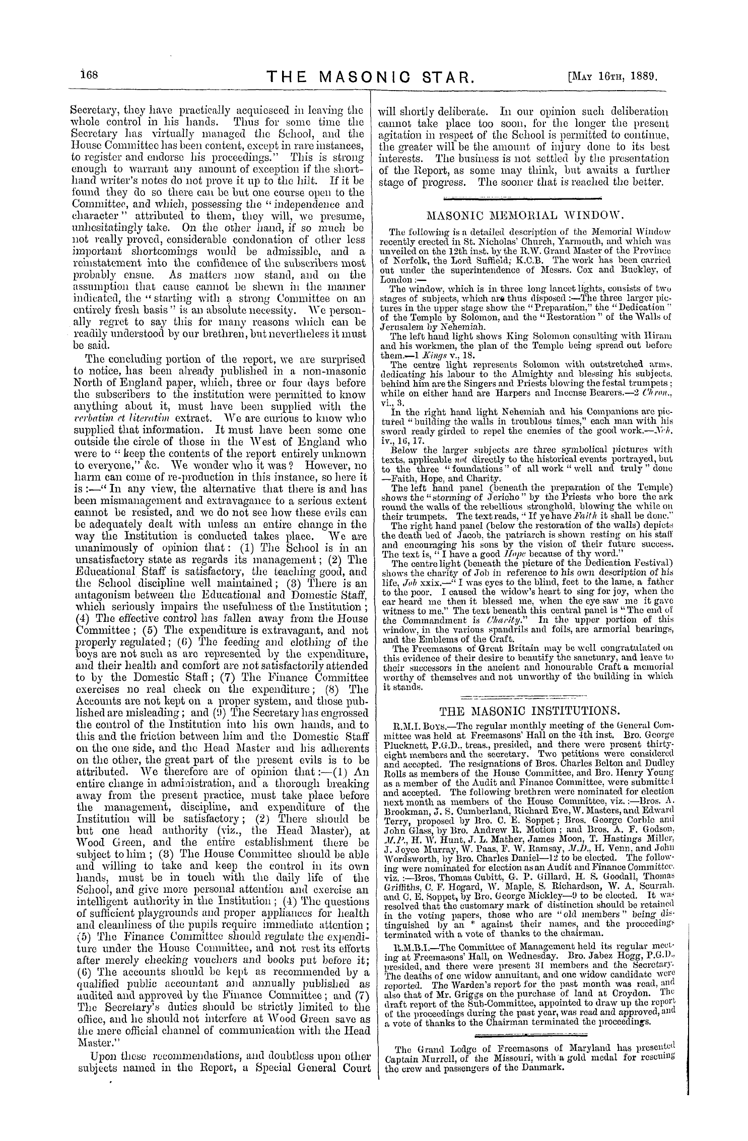 The Masonic Star: 1889-05-16 - Investigation.