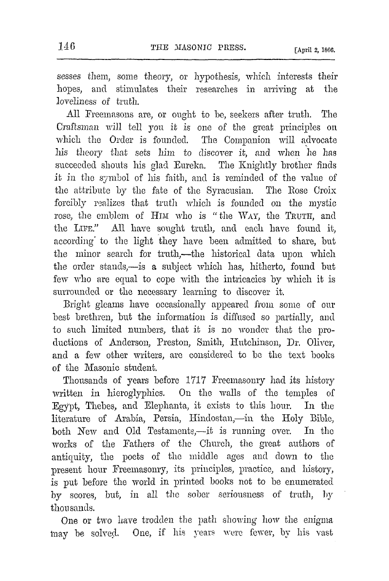 The Masonic Press: 1866-04-02 - Hints On The Secret Literature Of Freemasonry.