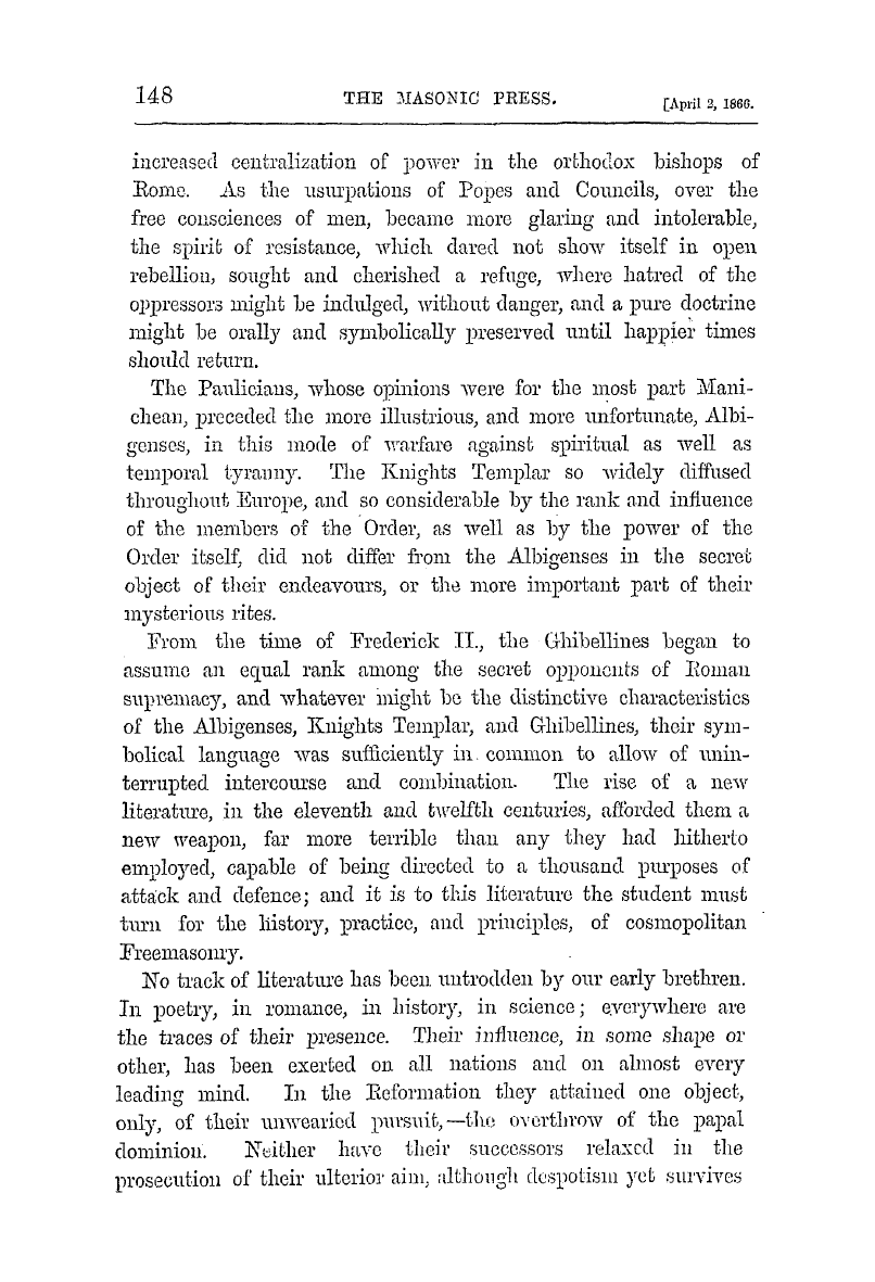 The Masonic Press: 1866-04-02 - Hints On The Secret Literature Of Freemasonry.