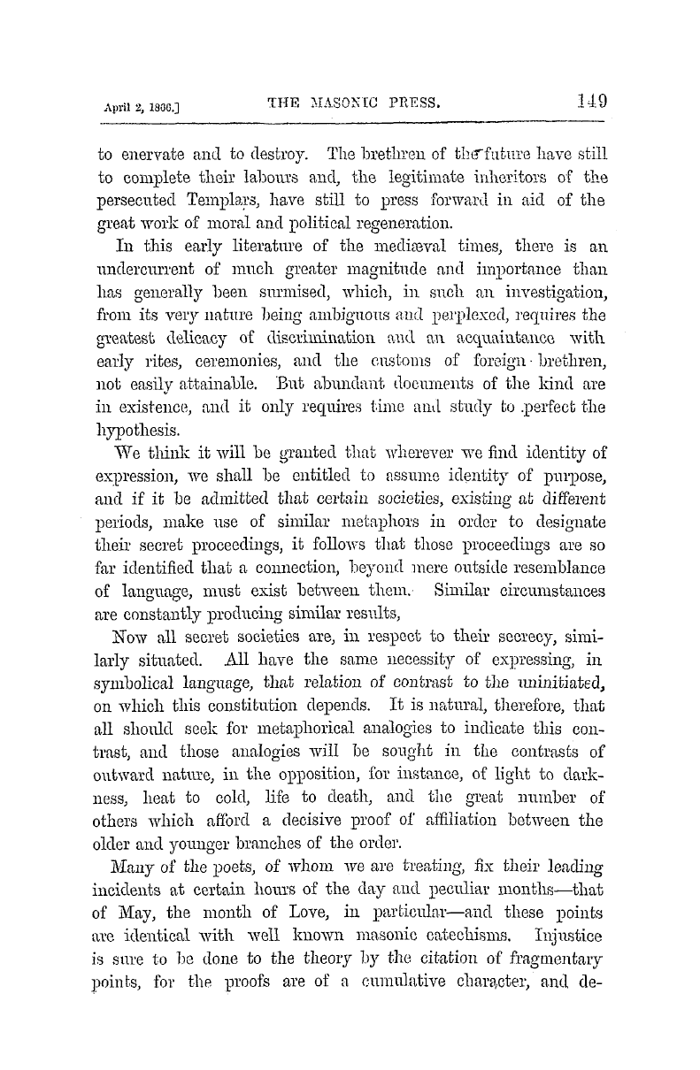 The Masonic Press: 1866-04-02 - Hints On The Secret Literature Of Freemasonry.