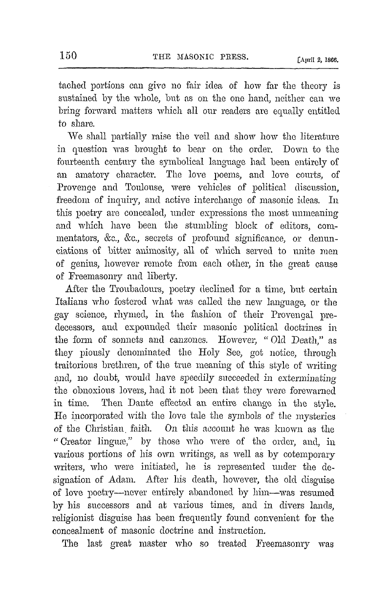 The Masonic Press: 1866-04-02 - Hints On The Secret Literature Of Freemasonry.