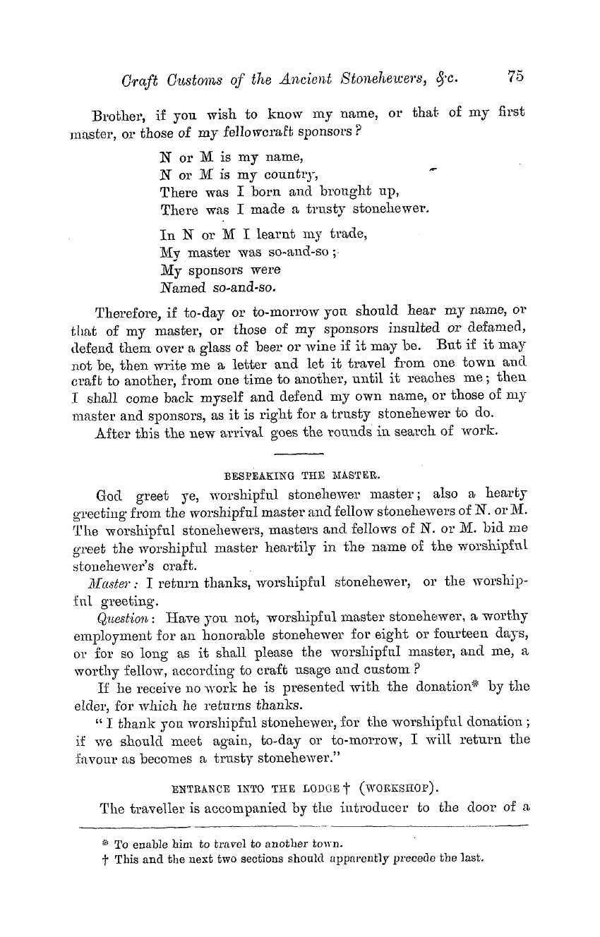 The Masonic Monthly: 1882-08-01 - Craft Customs Of The Ancient Stonehewers, Masons, And Carpenters.